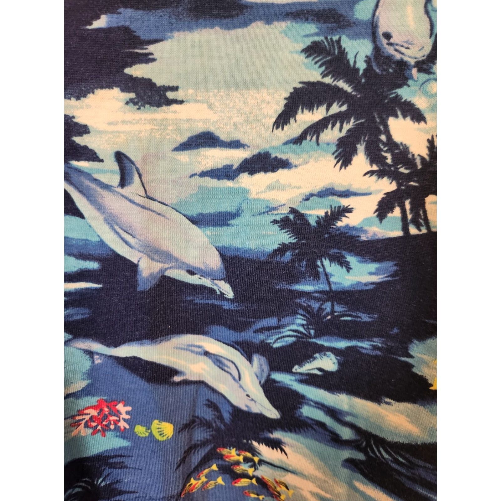 Vintage VINTAGE Fashion Bug Shirt 4X Blue Dolphin Floral Palm Tree Beachy Look Top 90s Womens Girls Mens Size XXL / US 16-18 / IT 52-54 - 2 Thumbnail