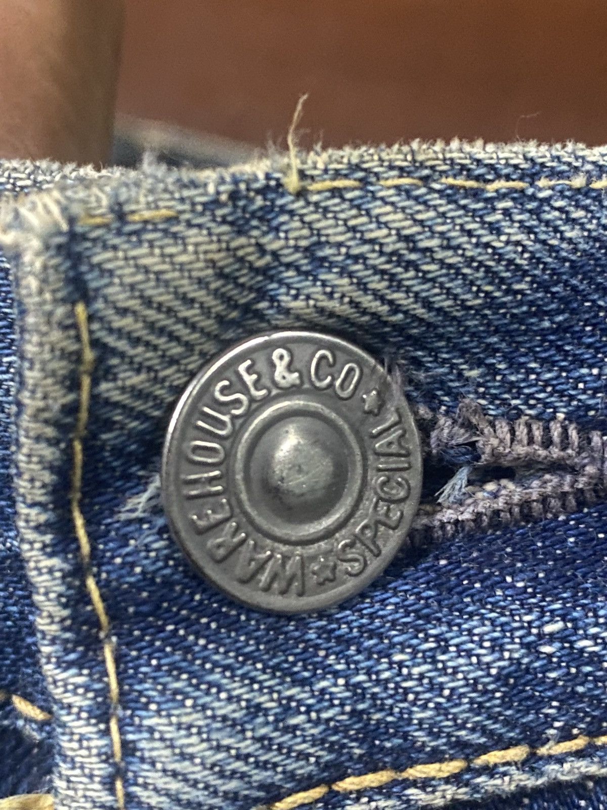 Warehouse Vintage 90s Warehouse patch leather Selvedge distressed Size US 32 / EU 48 - 10 Thumbnail