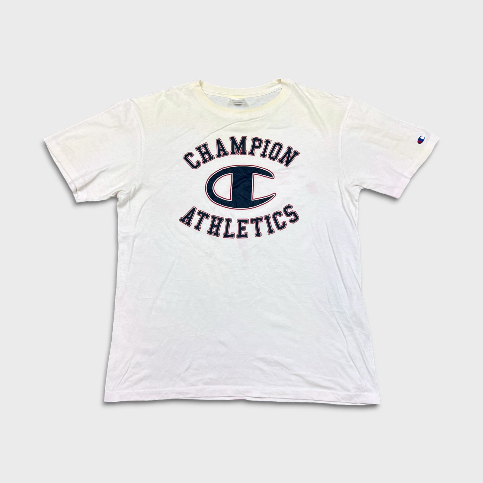 Champion × Vintage VTG 90s Champion T Shirt Athletics Script Short Sleeve Tee Size US XL / EU 56 / 4 - 1 Thumbnail