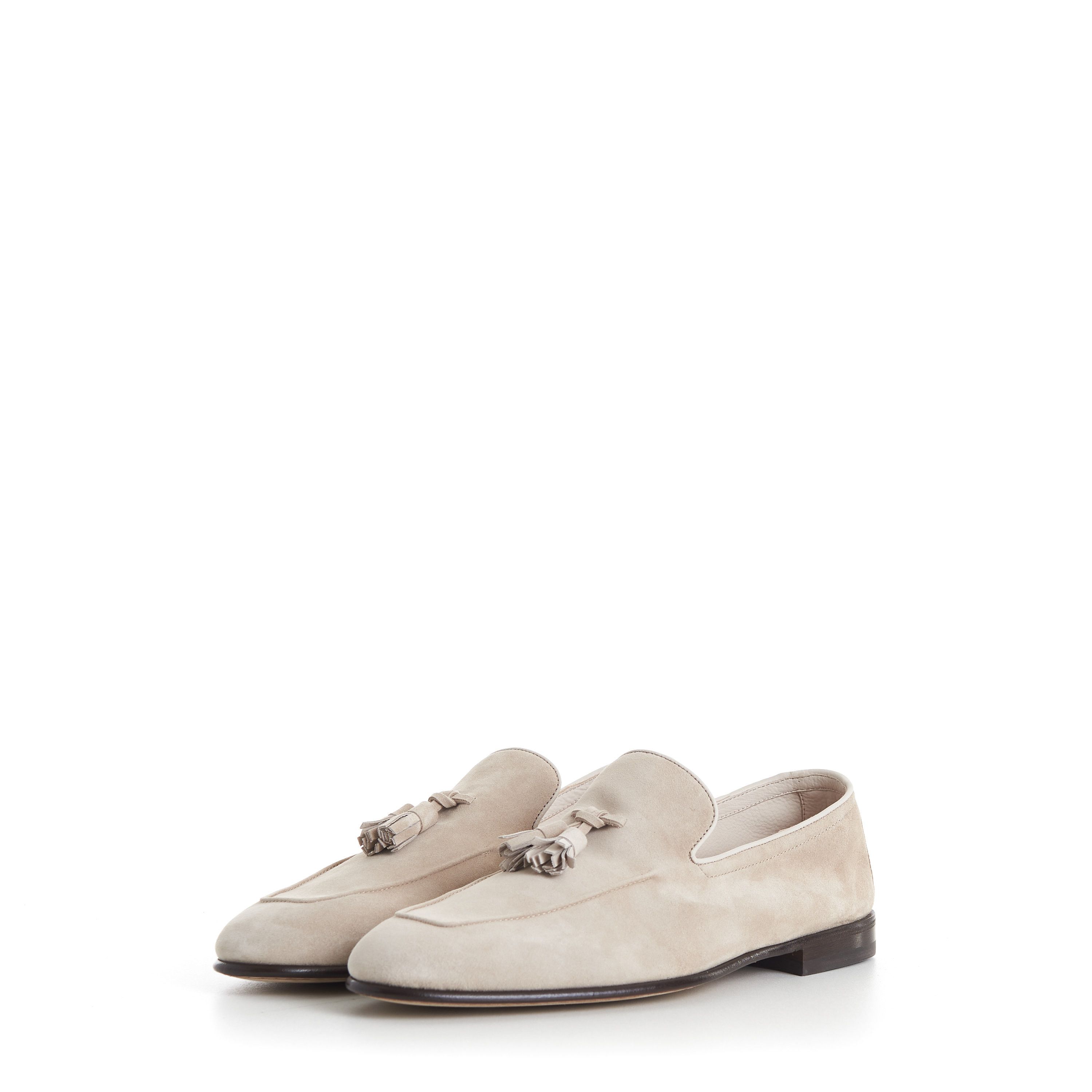 Brunello Cucinelli Sand Suede Unlined Loafers With Tassels Size US 10.5 / EU 43-44 - 4 Thumbnail