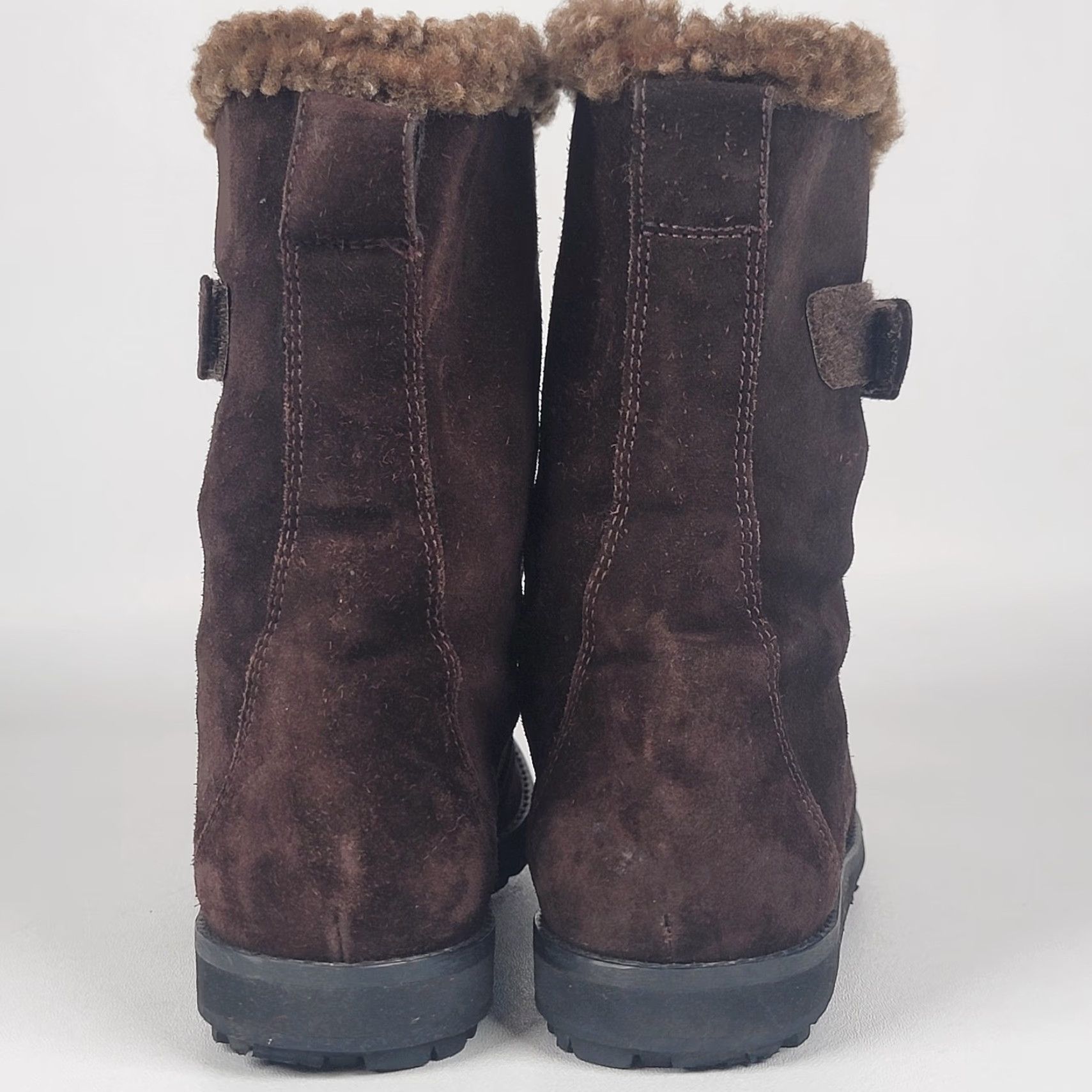 Stuart Weitzman Stuart Weitzman Boots Womens 8.5 Brown Suede Ankle Bootie Faux Fur Lined Buckle Comfortable Rubber Sole Winter Womens Size US 9 / IT 39 - 7 Thumbnail