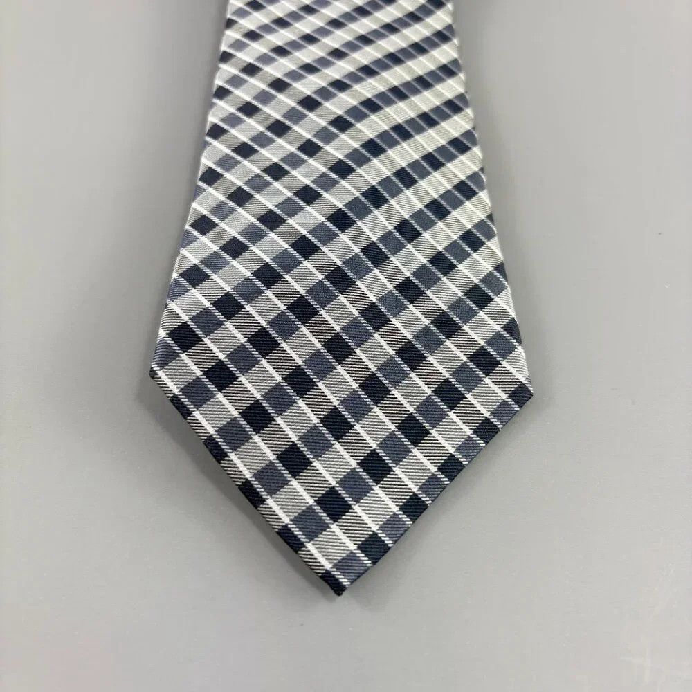 Nautica Nautica Black / Grey Plaid Men's Tie 3 1/2" x 60" Size ONE SIZE - 2 Thumbnail