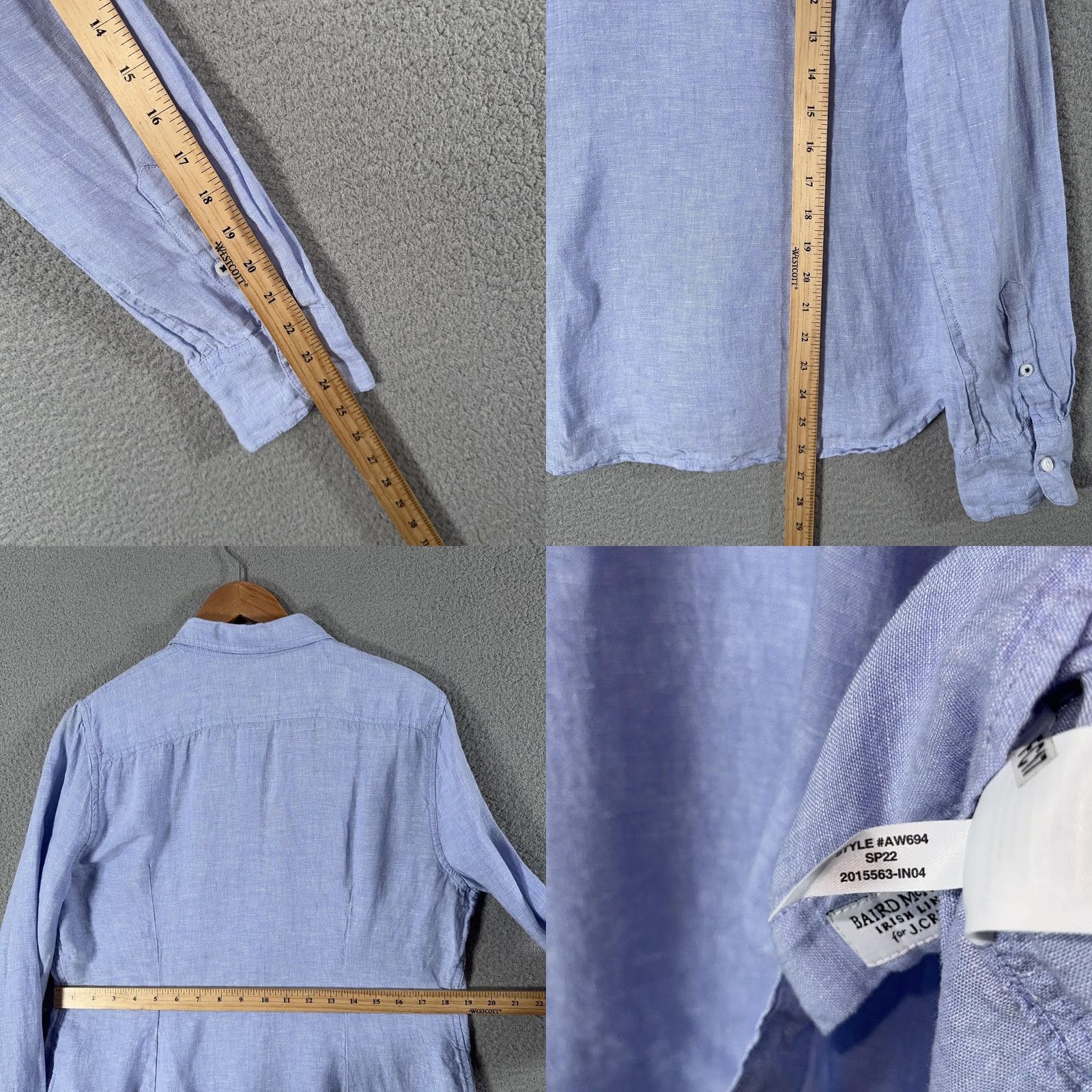 J.Crew J Crew Womens Shirt 2 Slim Blue Button Up Blouse Linen Size XS / US 0-2 / IT 36-38 - 8 Thumbnail