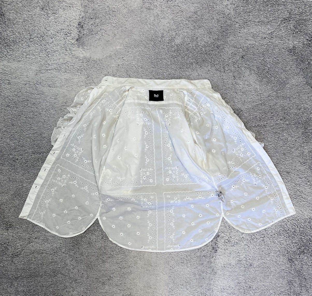 Dolce & Gabbana Dolce & Gabbana White Eyelet Embroidered Blouse Ruffle Front Size M / US 6-8 / IT 42-44 - 17 Thumbnail