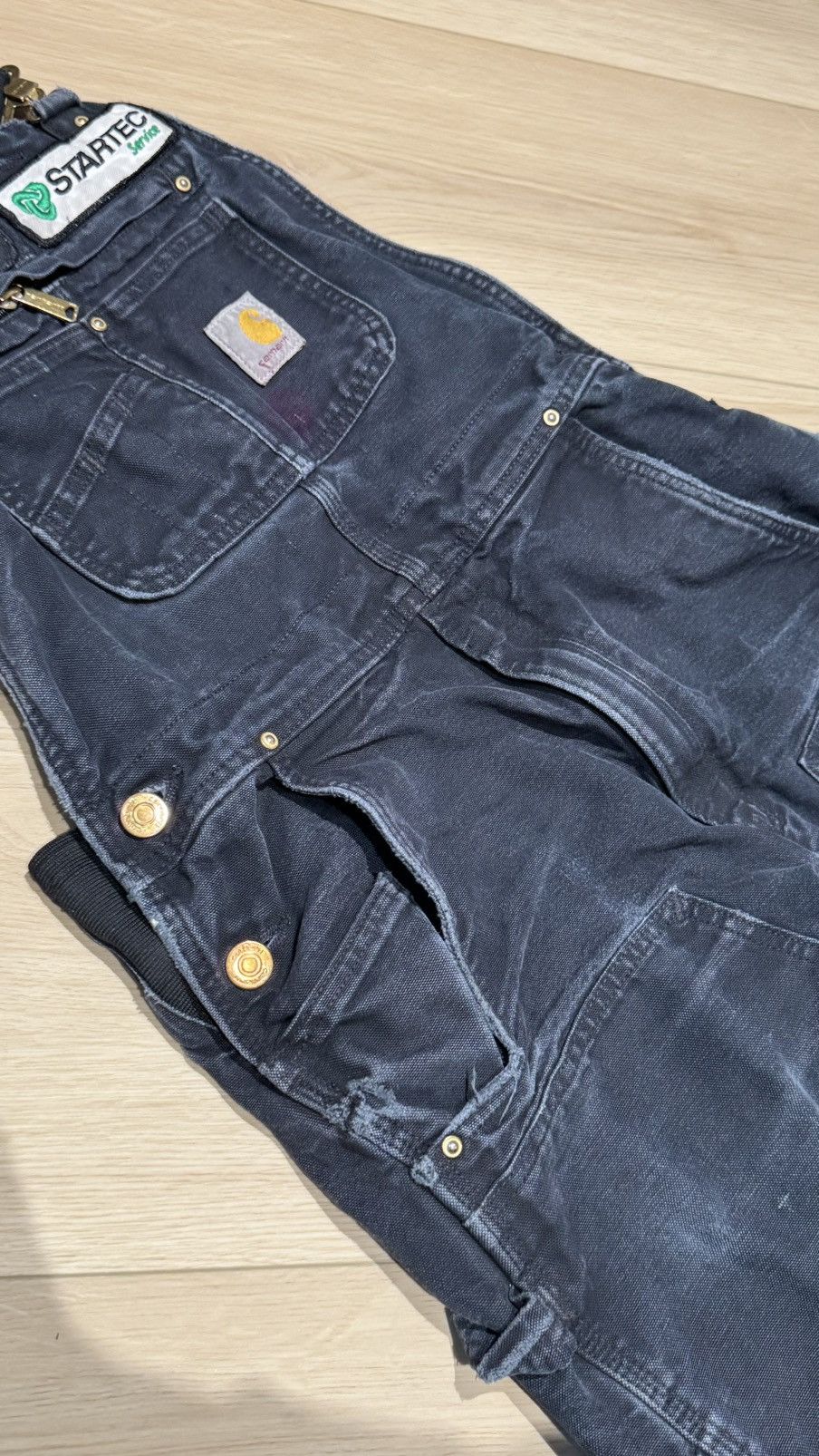 Carhartt Carharrt double knee carpenter overalls pants distressed Size US 32 / EU 48 - 15 Thumbnail