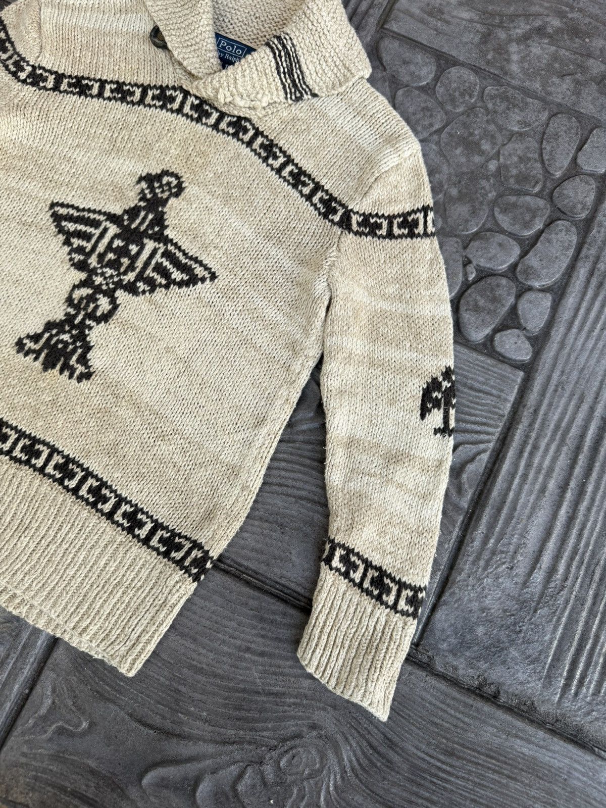 Polo Ralph Lauren 💥RARE💥Vintage 90s PRL Kanata Cowichan Hand Knit Shawl Collar Size US XXS / EU 40 - 4 Thumbnail