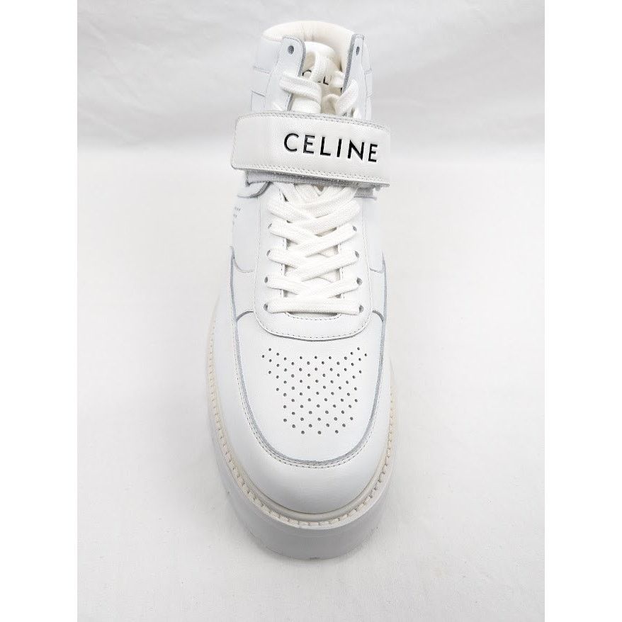 Celine o1rshd1 Calfskin High Sneaker W/ Scratch in Optic White Size US 11 / EU 44 - 7 Thumbnail
