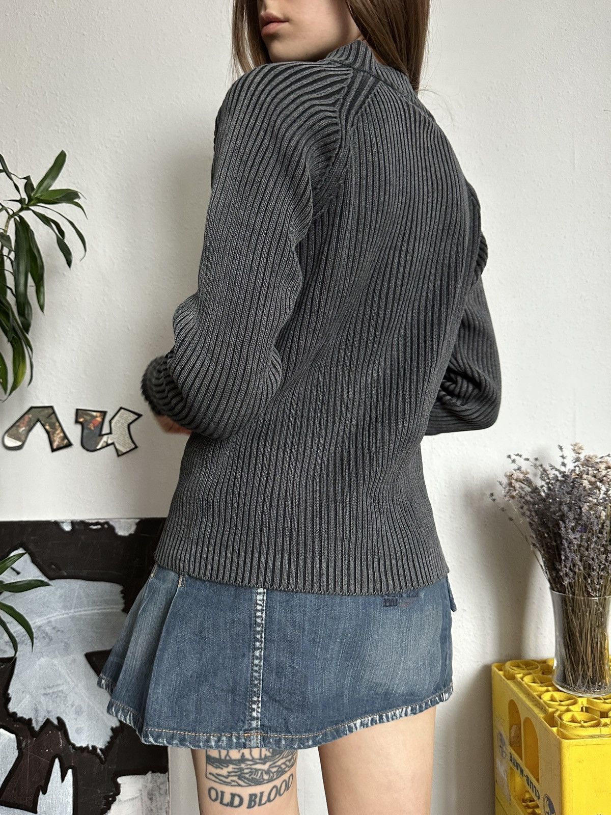 Japanese Brand × Seditionaries × Vintage Vintage Y2K Ribbed Stone Washed Asymmetrical Zp Up Pullover Size M / US 6-8 / IT 42-44 - 6 Thumbnail