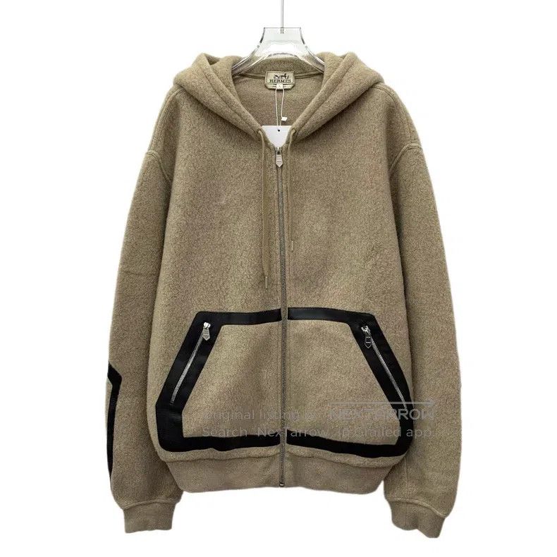 Hermes Hermes Brown Wool Hooded Drawstring Zip-Up Long Sleeve Jac Size L / US 10 / IT 46 - 1 Thumbnail