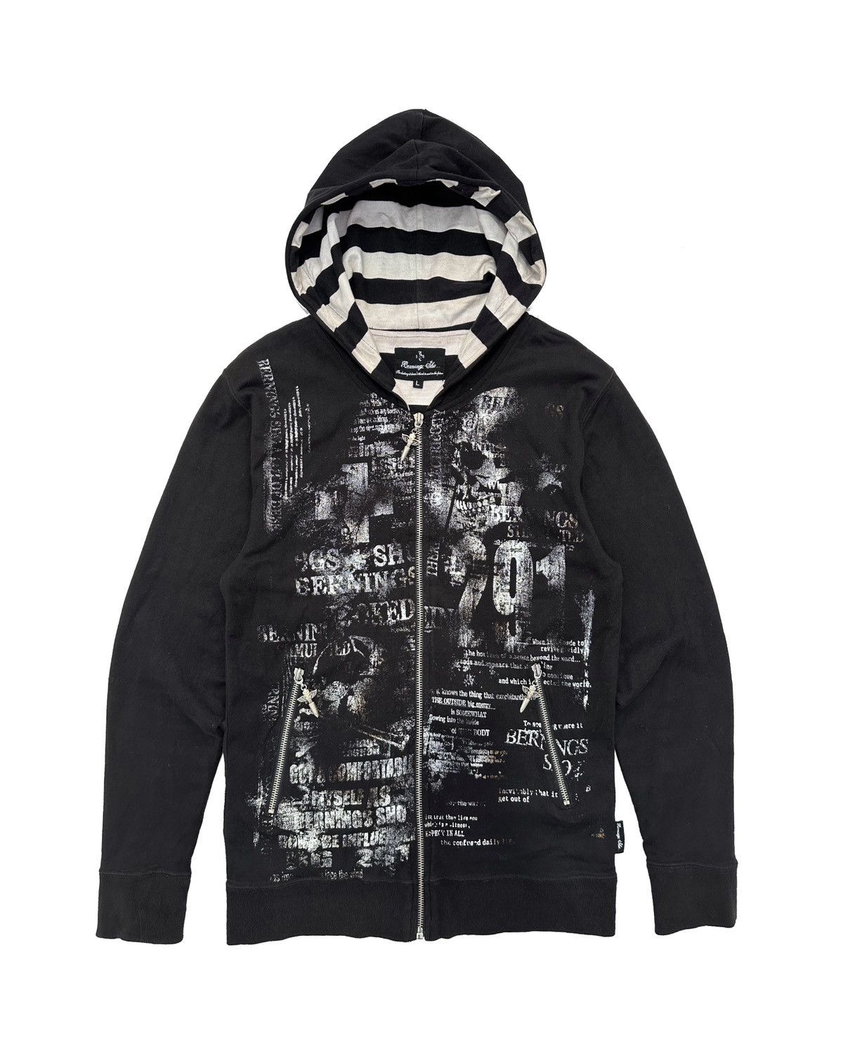 image of Avant Garde x Beauty Beast Berning Sho Skull Poem Zip Hoodie Ifsixwasnine Style in Black (Size Medi