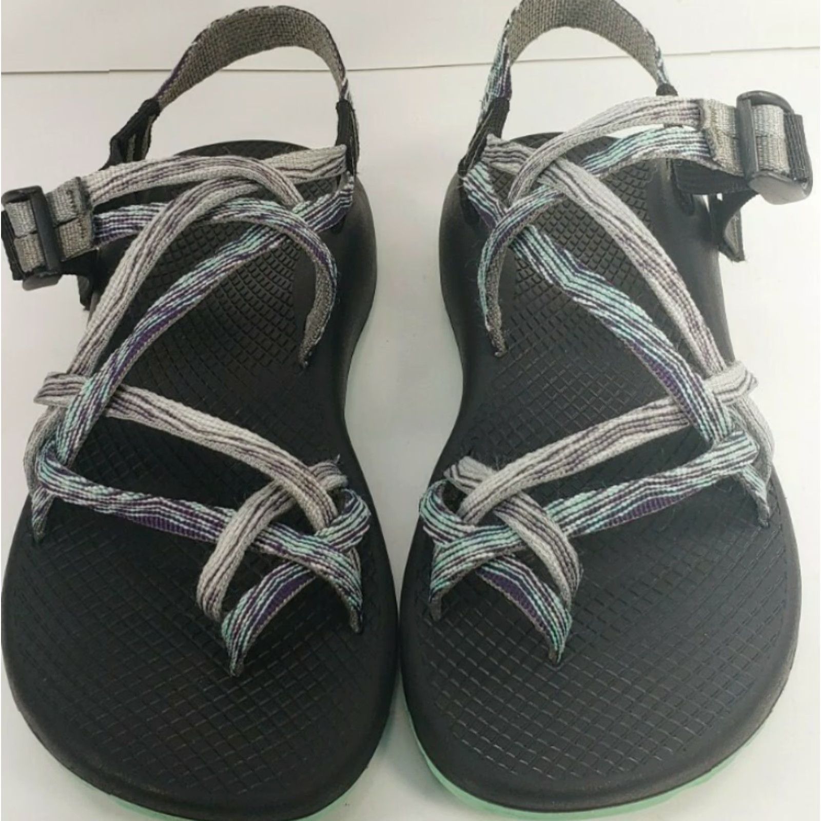 Chaco Chaco ZX2 Women's Sandal Strappy Gray Blue Purple 8 Vibram Sole Toe Loop Size US 8 / IT 38 - 4 Thumbnail