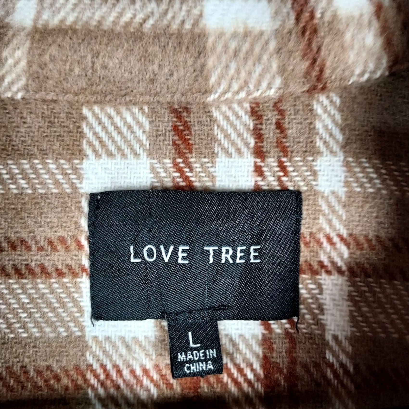 Vintage Love Tree Plaid Shacket Womens Large Tan Brown Button Front Jacket Size L / US 10 / IT 46 - 3 Thumbnail