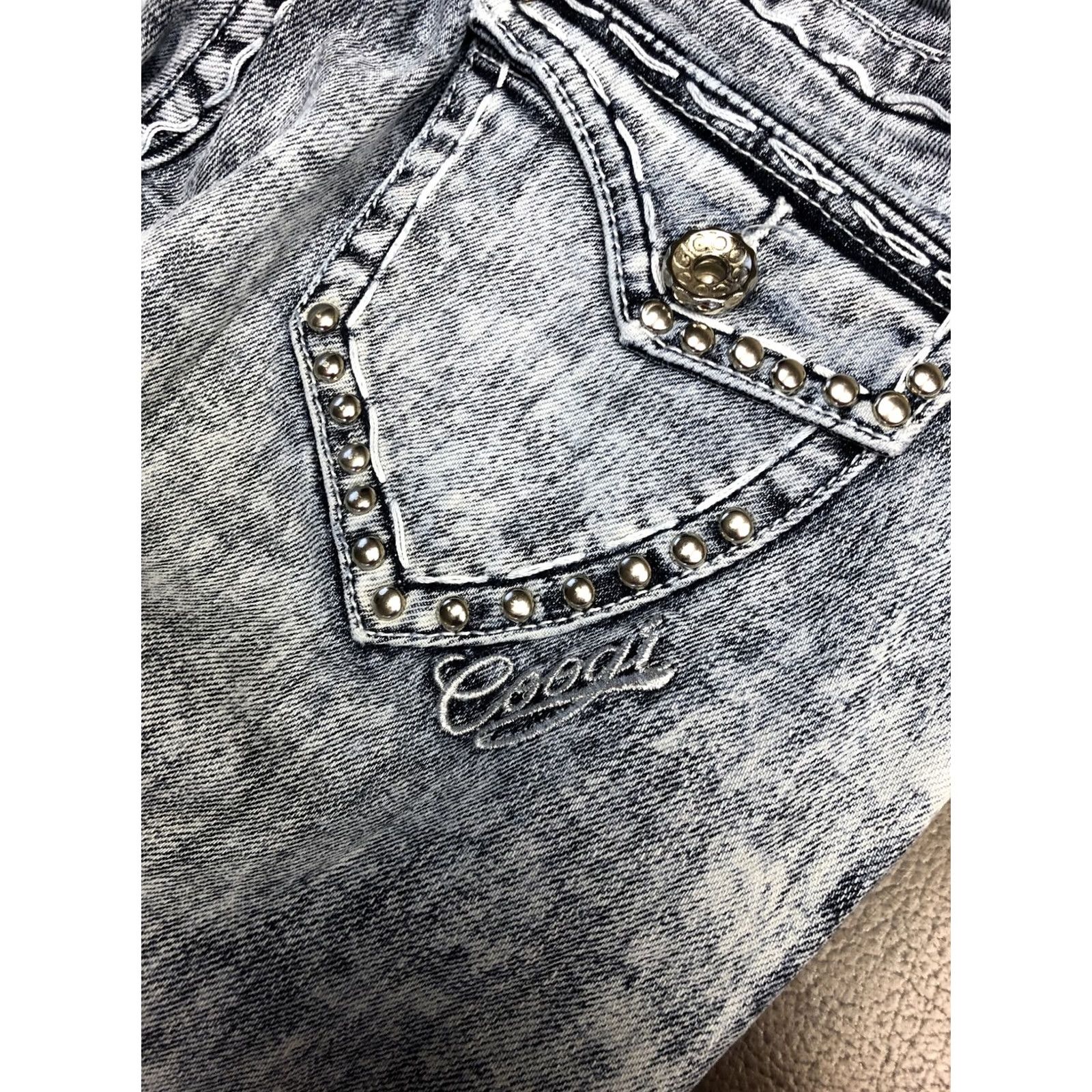 Coogi COOGI Straight Jeans Womens 13/14 31x29 Blue Denim Low Rise 5-Pocket Rhinestone Studded Embellished Denim Straight Jeans Womens Mens Girls Size 34" / US 12 / IT 48 - 7 Thumbnail