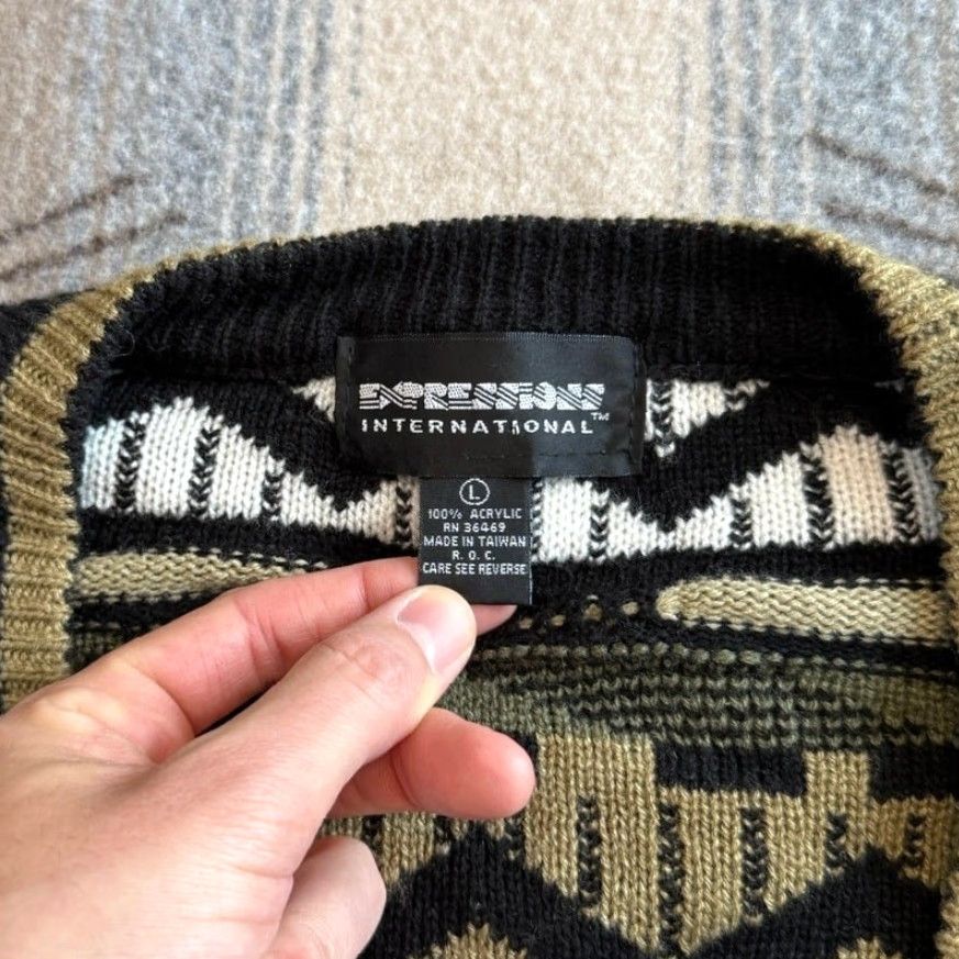 Vintage VINTAGE Expressions Cardigan Men’s 90s Sweater Size L Black Long Sleeve Knit Casual Business Workwear Size US L / EU 52-54 / 3 - 2 Thumbnail