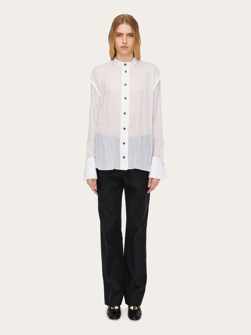 Salvatore Ferragamo o1s1rm0426 Irregular Pleat Shirt in White Size XS / US 0-2 / IT 36-38 - 7 Thumbnail