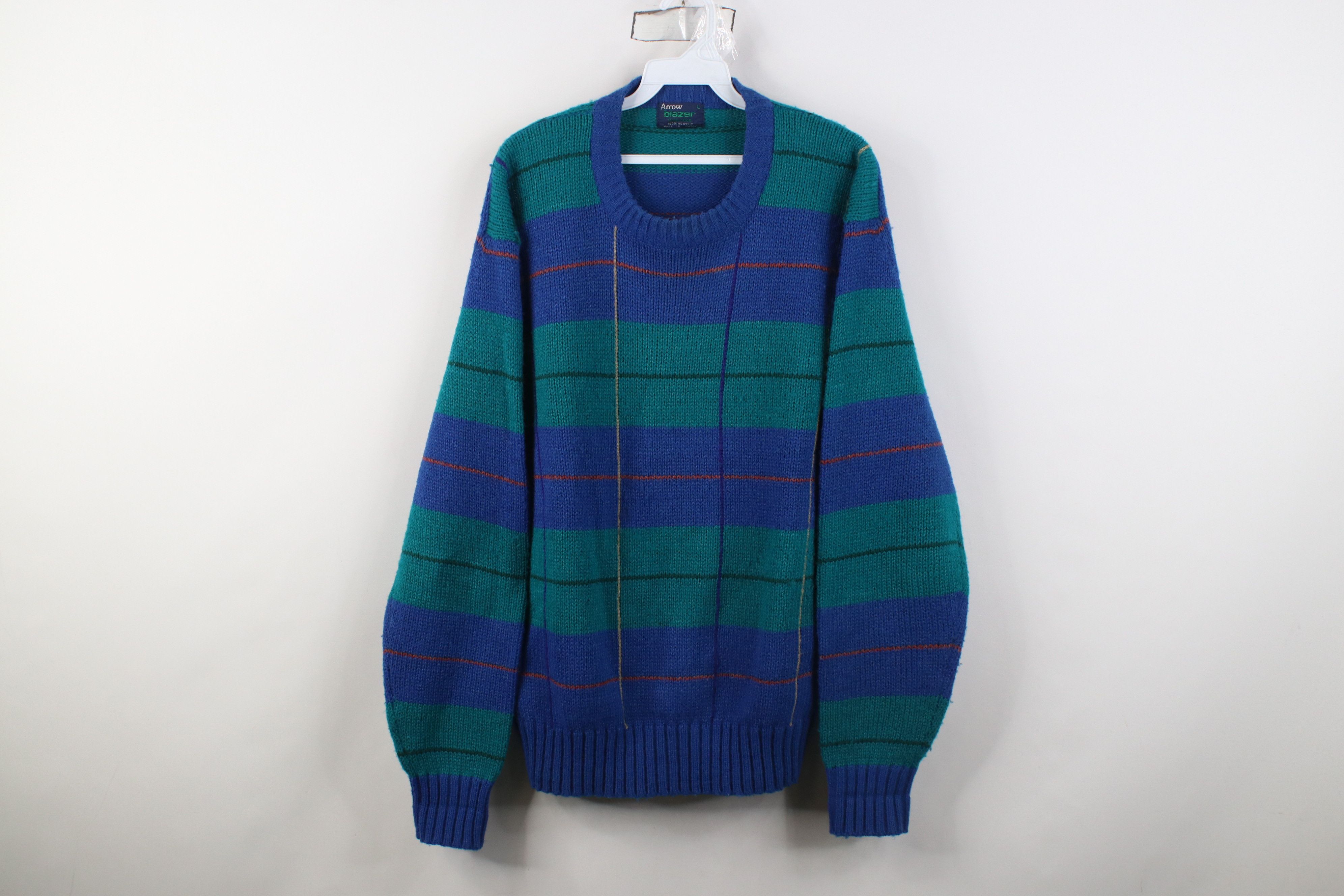 Vintage Vintage 70s Streetwear Ribbed Knit Crewneck Sweater Size US L / EU 52-54 / 3 - 1 Thumbnail