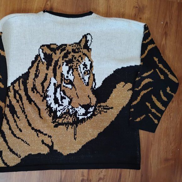 Vintage Tiger King AOP Novelty Crewneck Sweater Joe Exotic