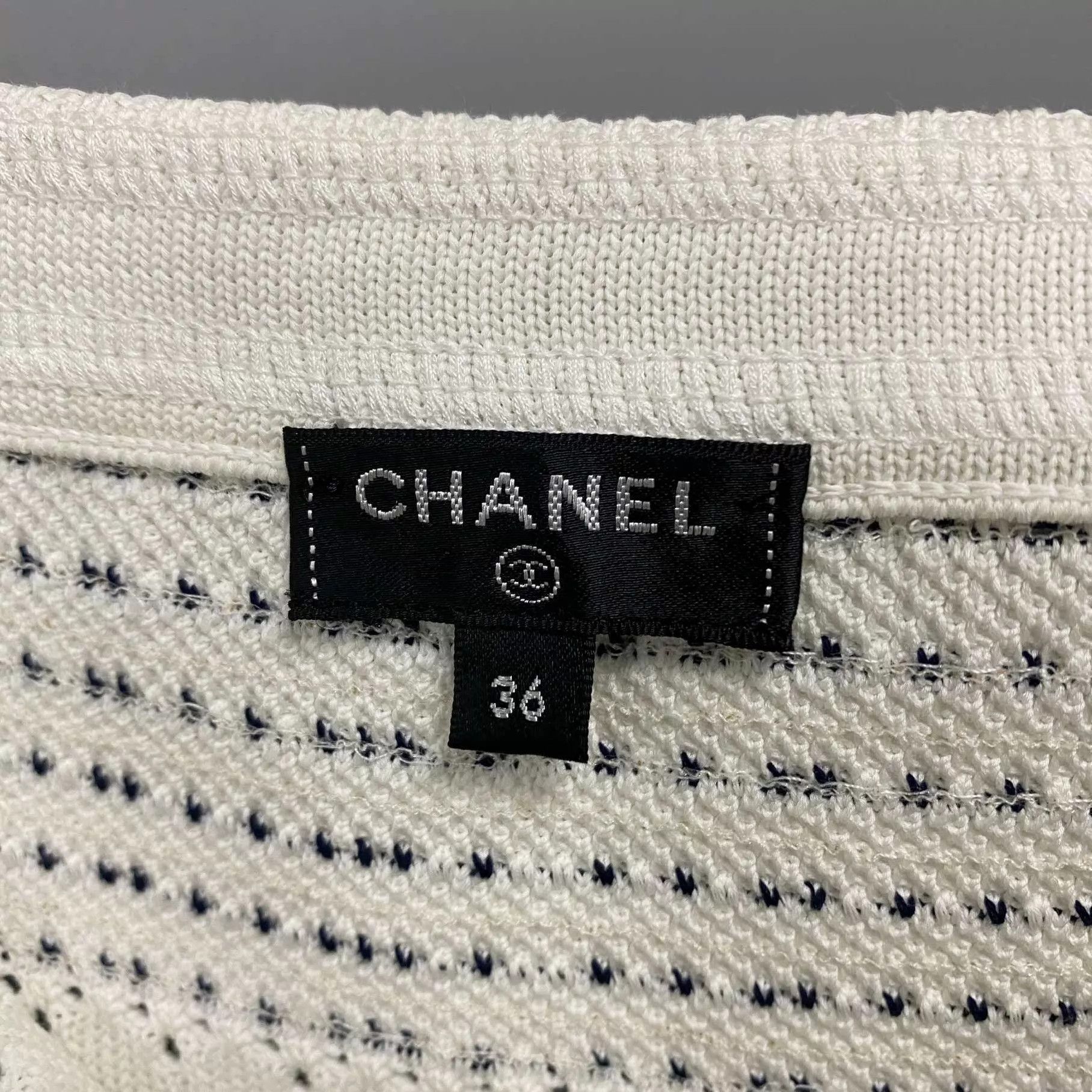 Chanel Chanel White Stripe Openwork Knit Dress Women's 36 Size XS / US 0-2 / IT 36-38 - 5 Thumbnail