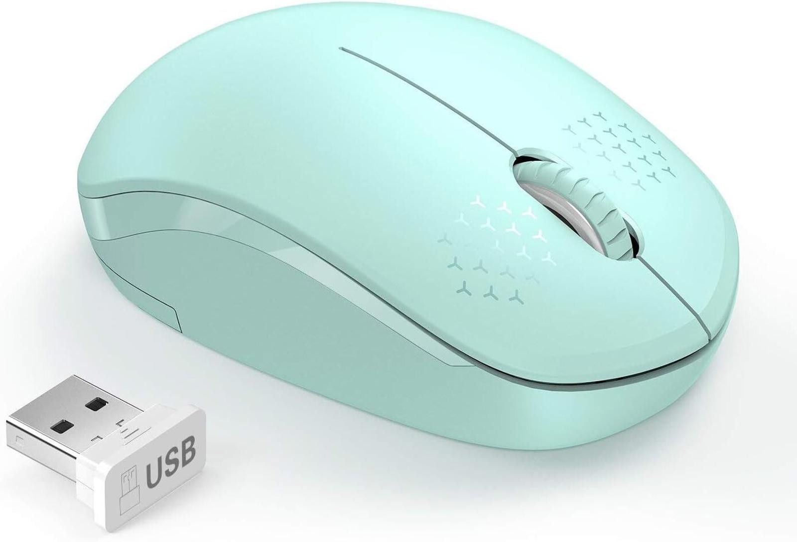 Designer Wireless Mouse 2.4G/Noiseless Mouse USB Receiver MINT GREEN Size ONE SIZE - 1 Thumbnail