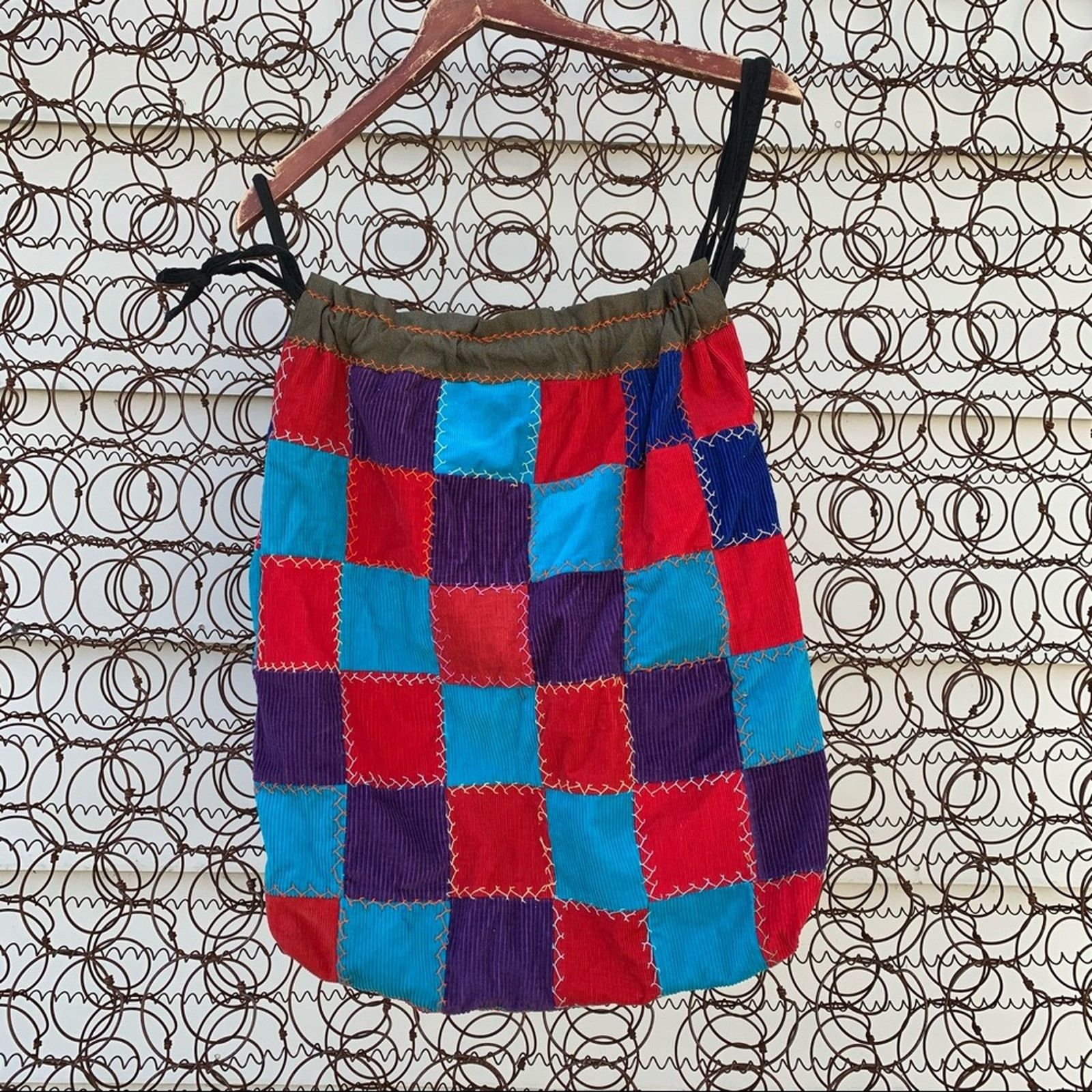 Vintage Vintage corduroy patchwork drawstring bag Size ONE SIZE - 4 Thumbnail