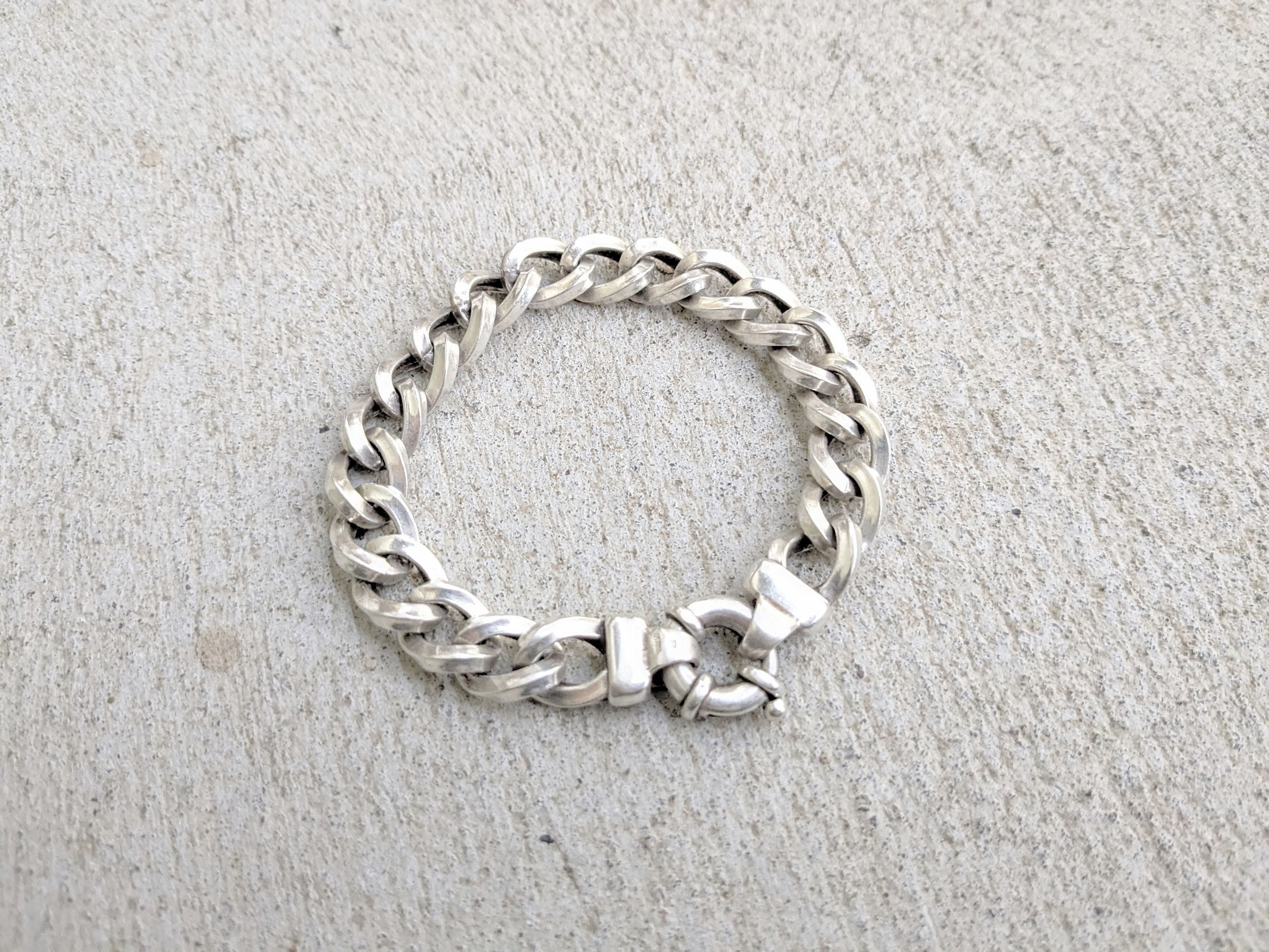 Vintage Vintage Sterling Silver Bracelet Curb Hollow Puffy 8" Italy Size ONE SIZE - 1 Thumbnail