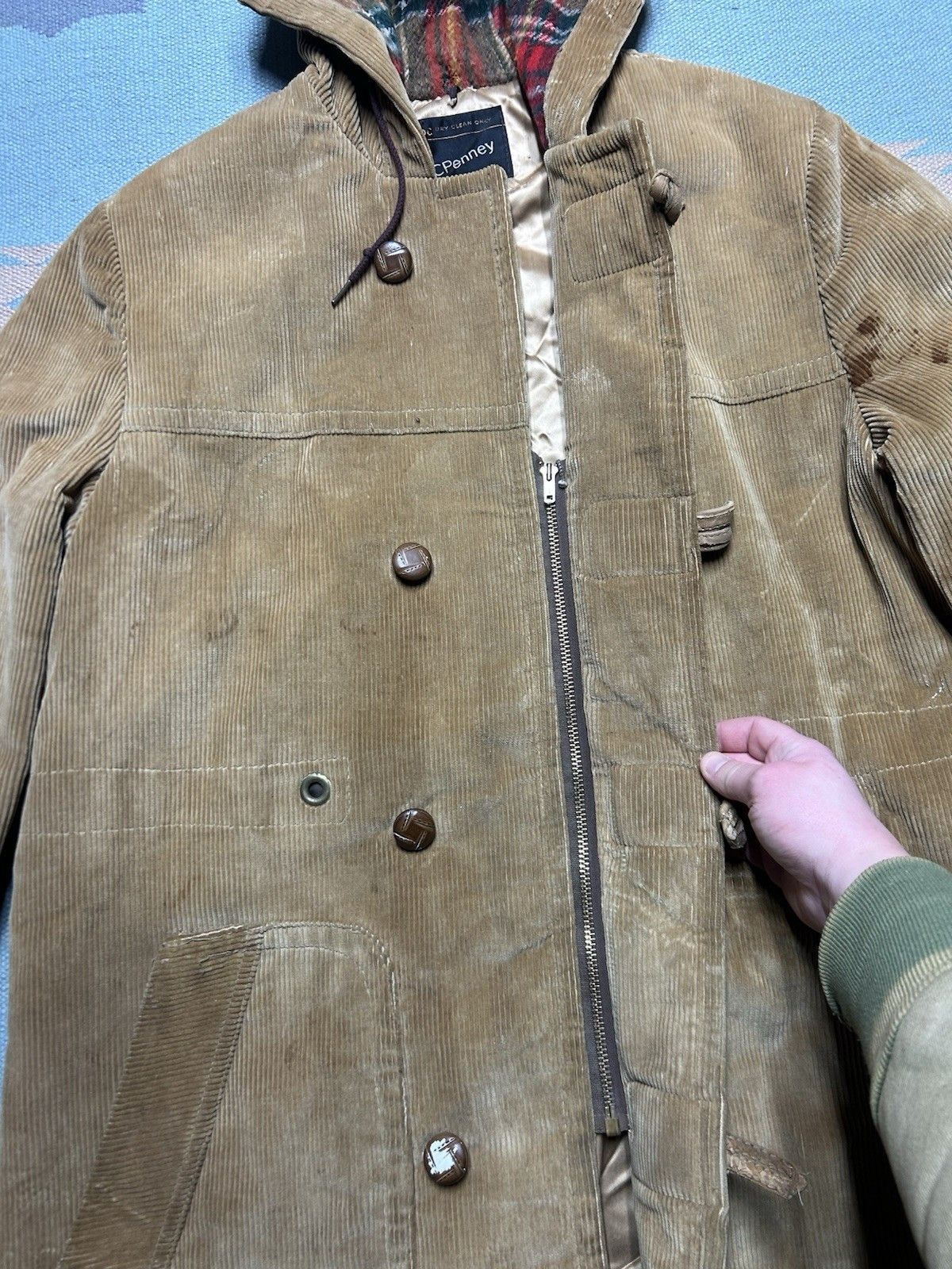 Vintage VTG 70s JCPenney corduroy jacket long coat hooded lined L 42 Size US L / EU 52-54 / 3 - 7 Thumbnail