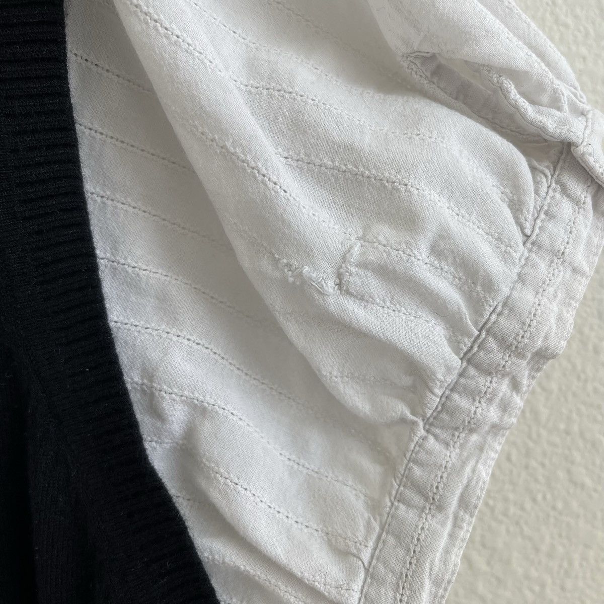 Other DEBBIE MORGAN Vintage Black White Knit Milkmaid Academia Top Size L / US 10 / IT 46 - 13 Thumbnail