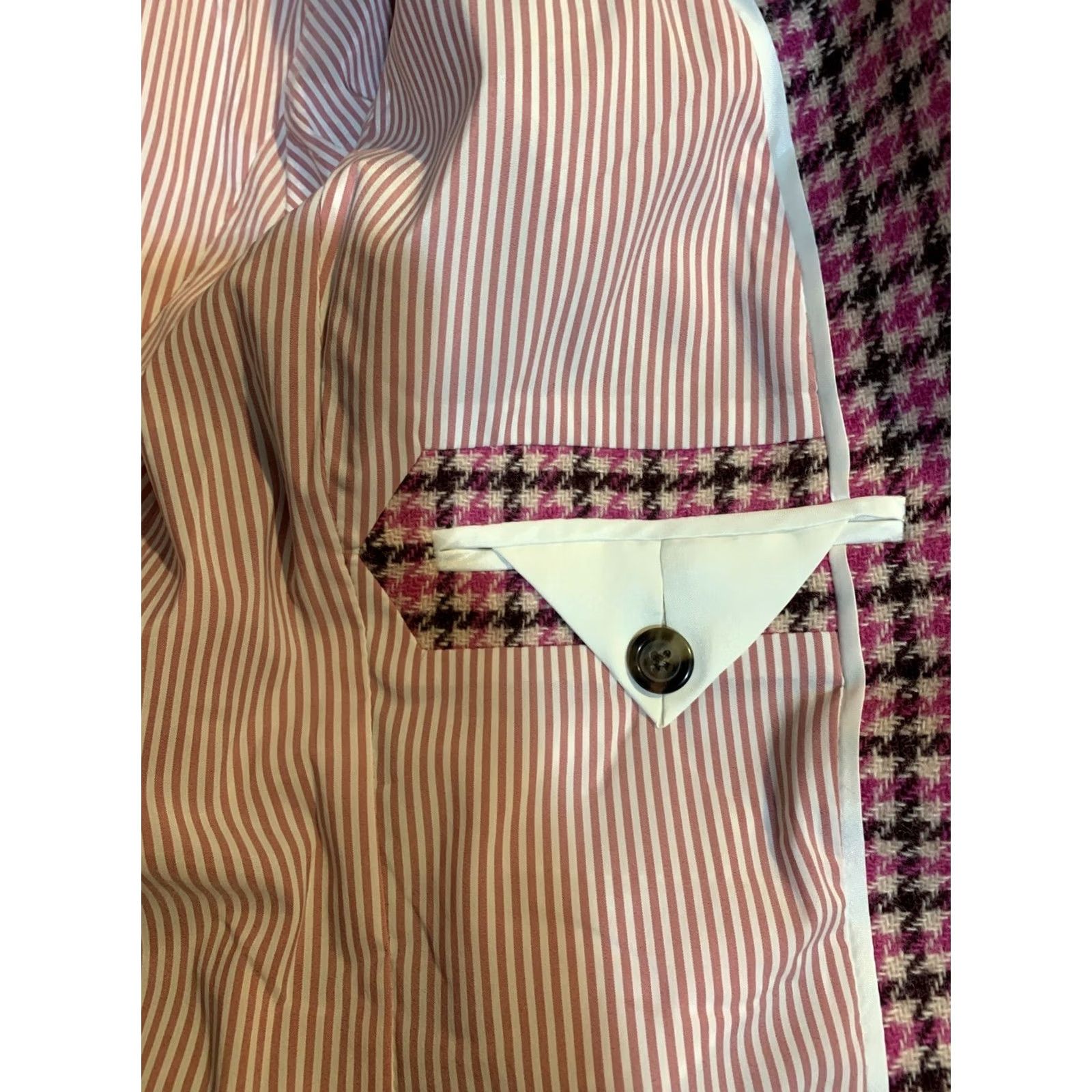 J.Crew J.CREW Blazer Women 4 Pink Houndstooth Wool Blend Lined One-Button Notch Lapel Regular Size Size S / US 4 / IT 40 - 5 Thumbnail