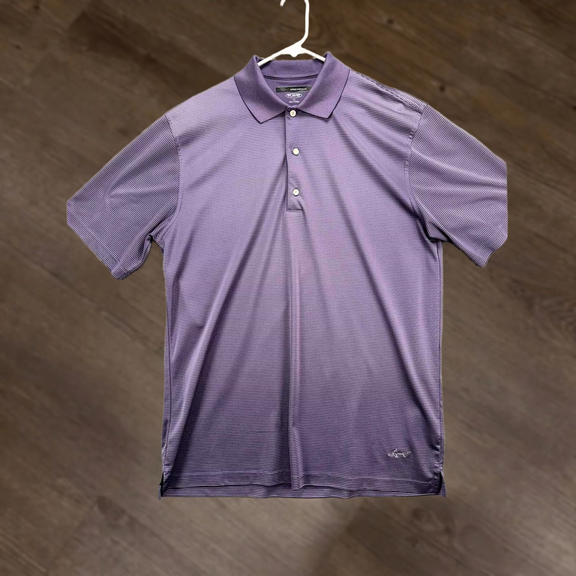 Vintage Greg Norman Golf Polo Shirt Mens Large Purple Play Dry Striped Rugby Size US L / EU 52-54 / 3 - 1 Thumbnail