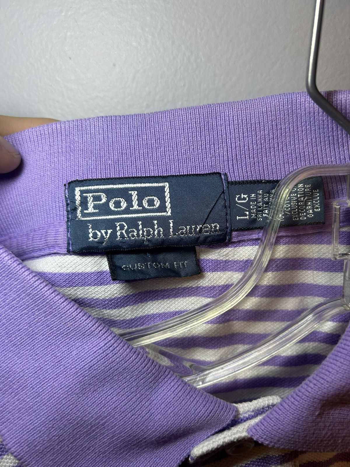 Polo Ralph Lauren Vintage Polo by Ralph Lauren purple/white striped polo shirt Size US L / EU 52-54 / 3 - 3 Thumbnail