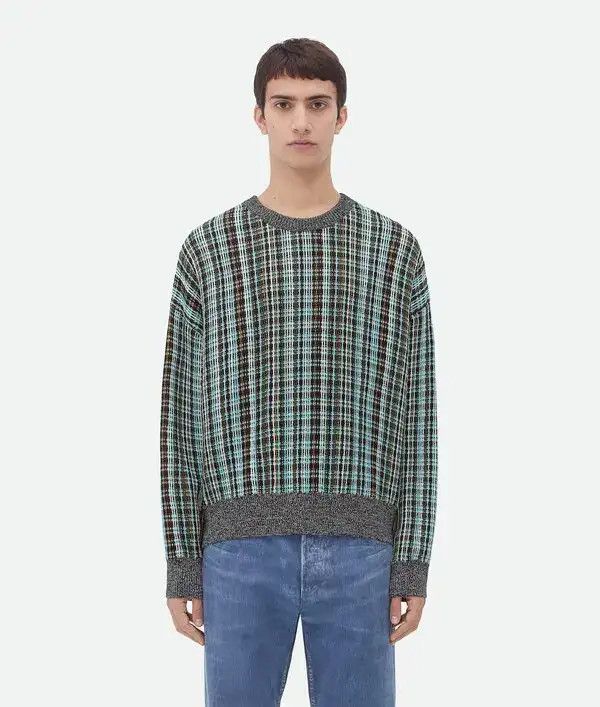 Bottega Veneta o1bcso1str0226 Cotton Viscose Check Jumper Sweater Multicolr Size US S / EU 44-46 / 1 - 1 Thumbnail
