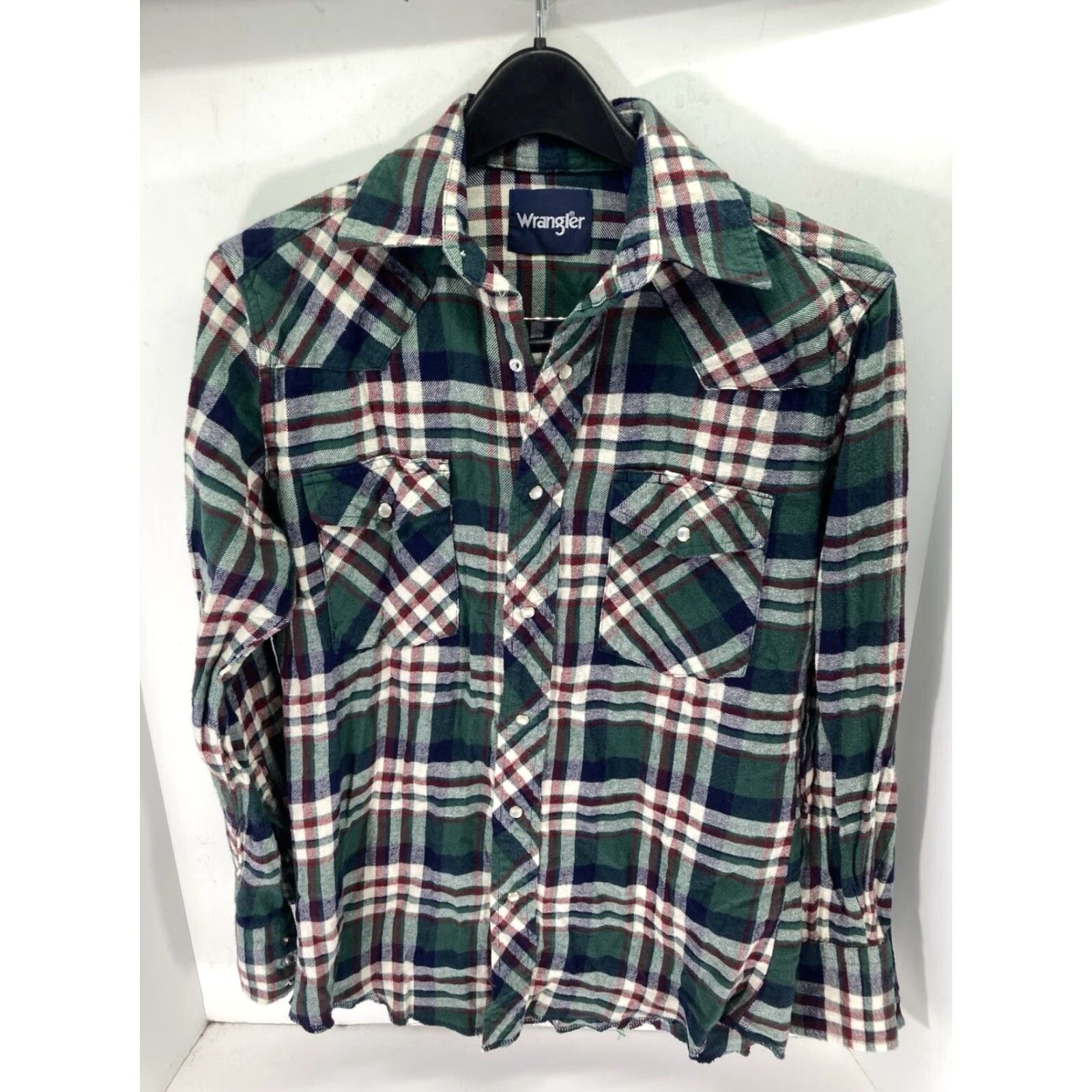 Wrangler VINTAGE Wrangler Flannel Pearl Snap Shirt Men S Green Plaid Long Sleeve Western Size US S / EU 44-46 / 1 - 2 Thumbnail