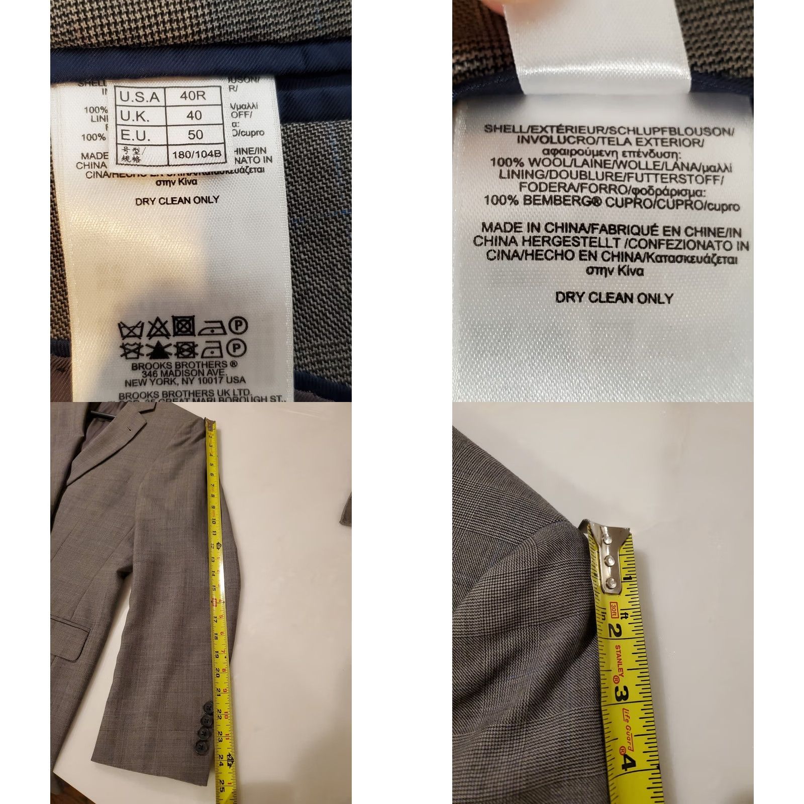 Brooks Brothers Brooks Brothers Sport Coat Glen Plaid Wool Fitzgerald Fit 40R Mens 346 Notch Lapel 2-Button 4-Button Sleeve Regular Gray Blue Size US XXS / EU 40 - 8 Thumbnail