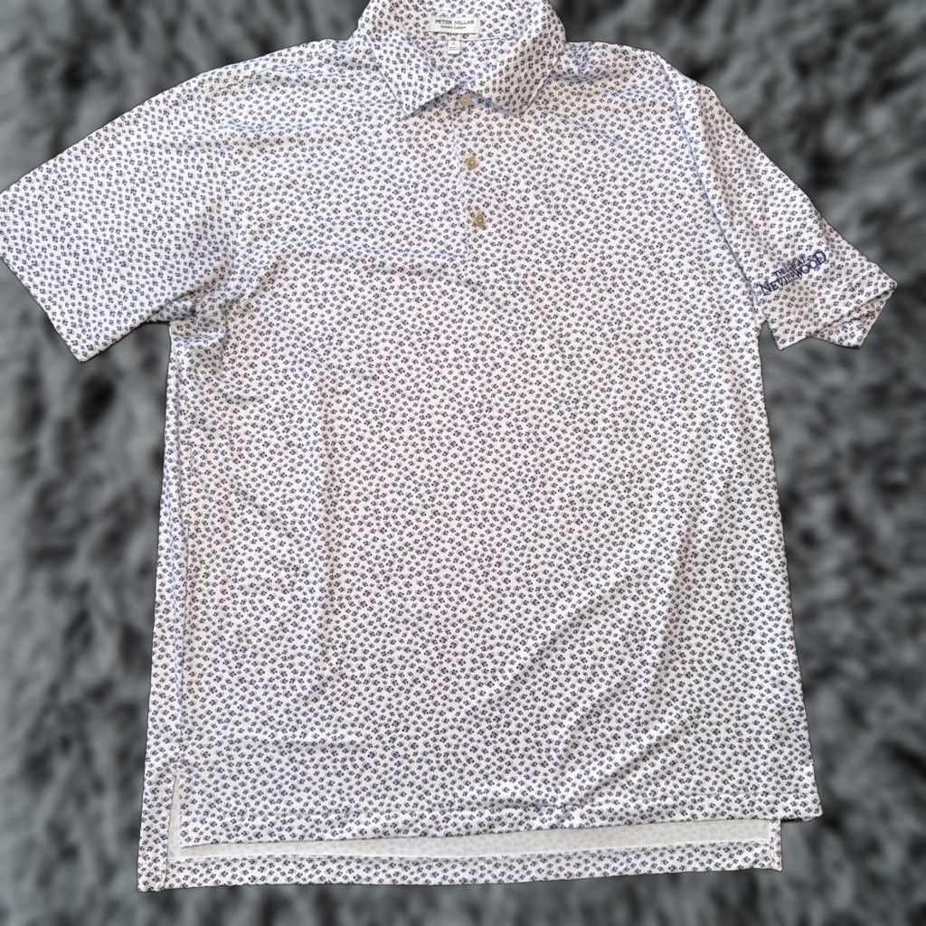 Peter Millar Peter Millar Polo Mens Large Pink Blue The Club At Nevillewood Golf Fish AOP Size US L / EU 52-54 / 3 - 1 Thumbnail