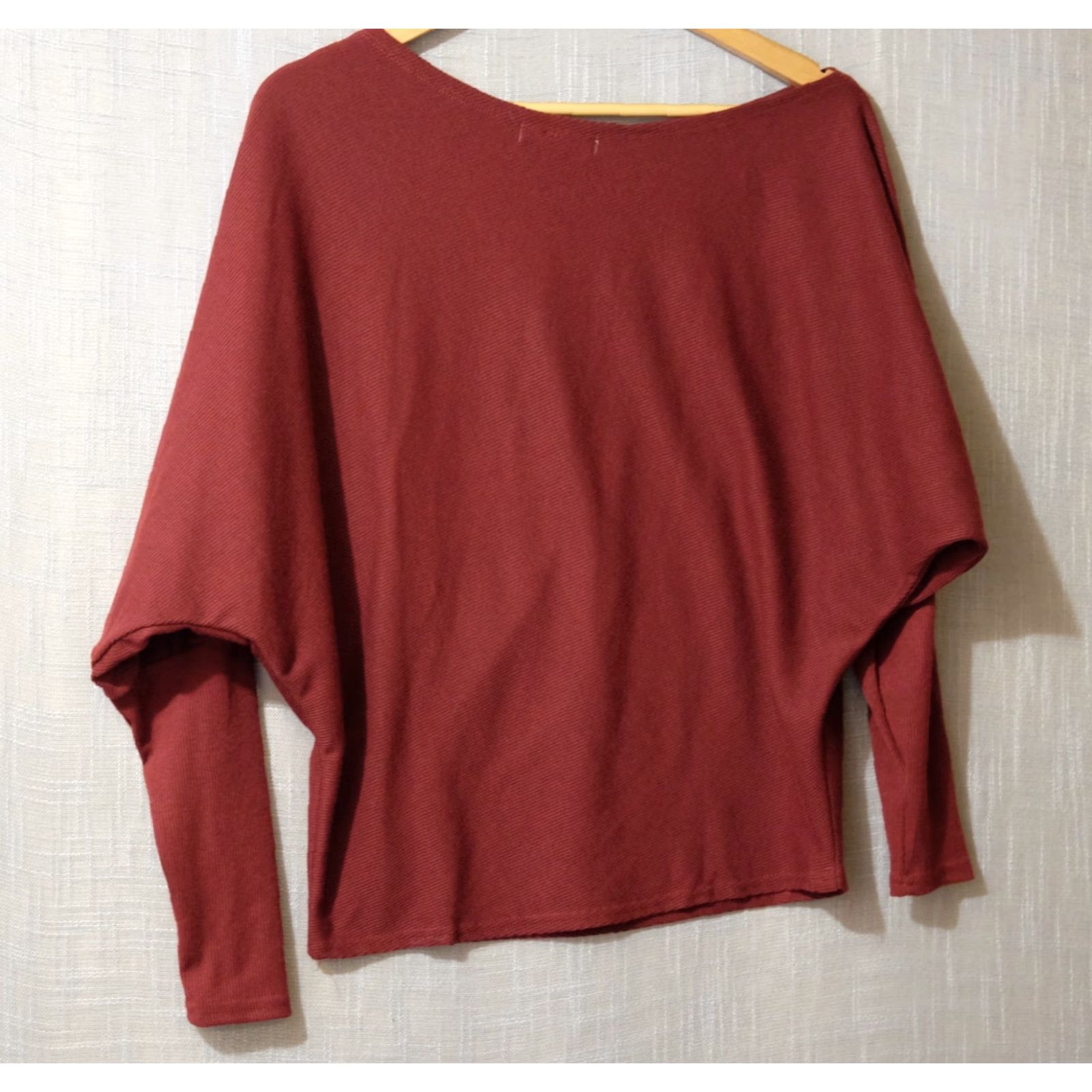Vintage C+D+M Pullover Sweater Dark Red Womens M Dolman Sleeve Relaxed Fit Knitted Knit Boat Neck Long Sleeve Lightweight Pullover Shirt Women (M) Size M / US 6-8 / IT 42-44 - 5 Thumbnail