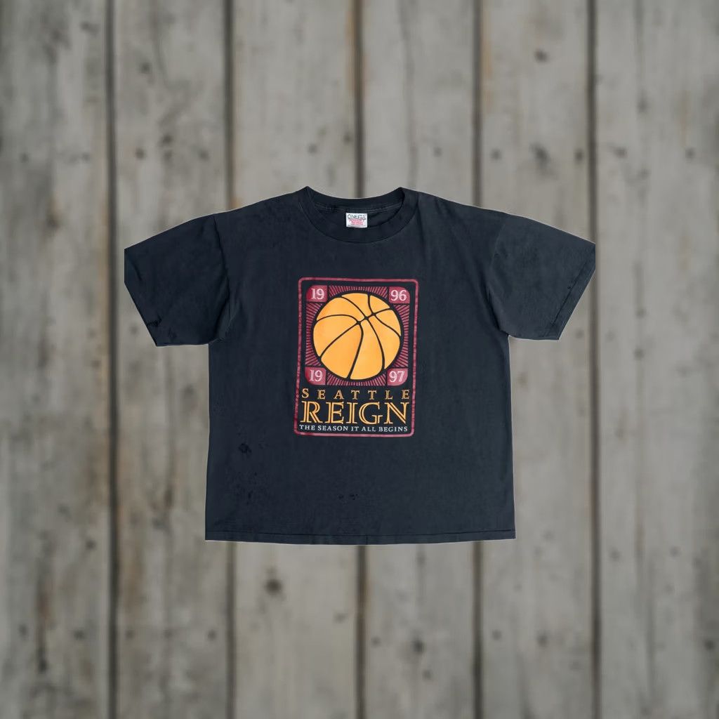 Vintage VINTAGE Seattle Reign ABL '96-'97 Season T-Shirt Large Black 1990s Size US L / EU 52-54 / 3 - 1 Thumbnail