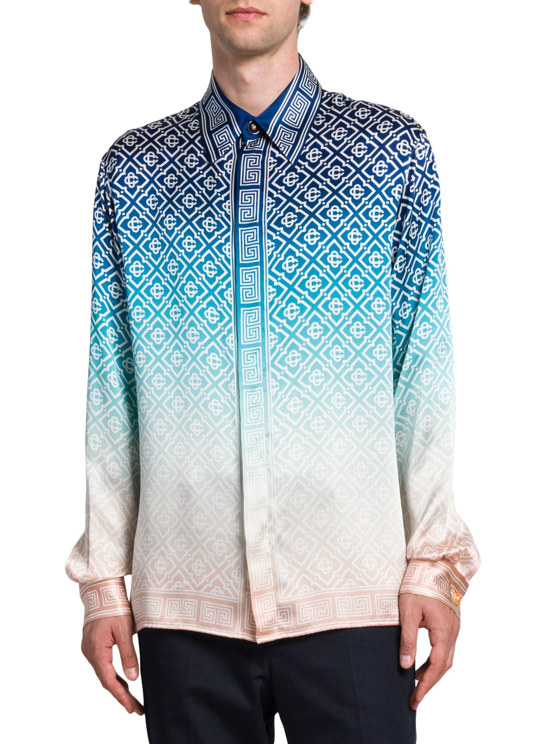 Casablanca os11x0725 Monogrammed Logo Ombré Silk Shirt in Multicolor Size US L / EU 52-54 / 3 - 2 Thumbnail