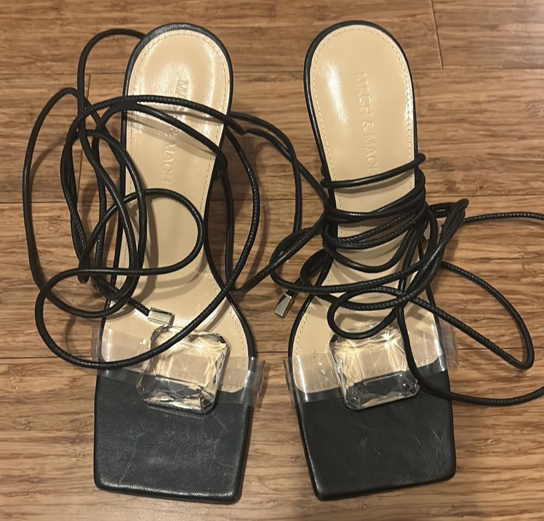 MACH & MACH Mach & Mach Crystal Square Vinyl & Leather Sandal size 37 Size US 7 / IT 37 - 3 Thumbnail