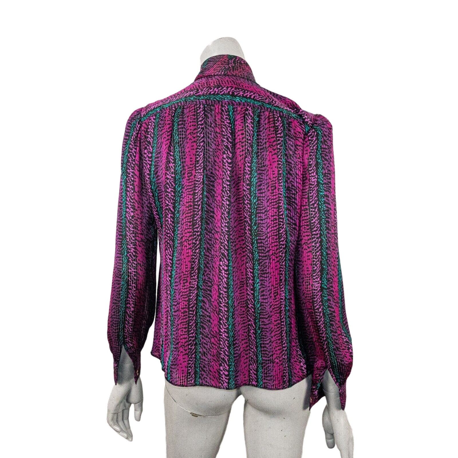 St. John VTG ST. JOHN Women's Tie Neck Blouse in Purple print Size M / US 6-8 / IT 42-44 - 4 Thumbnail
