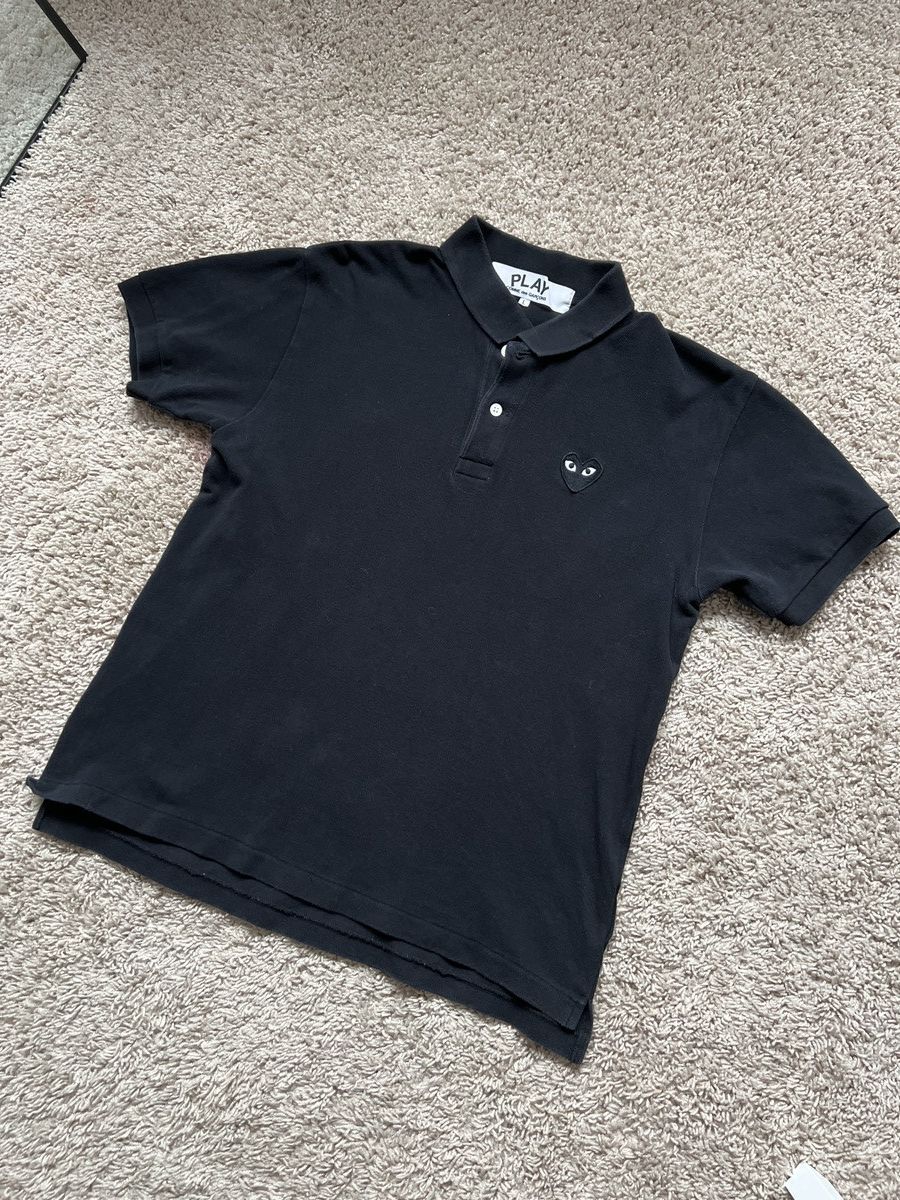 image of Cdg Cdg Cdg Black Cdg Polo, Men's (Size Small)