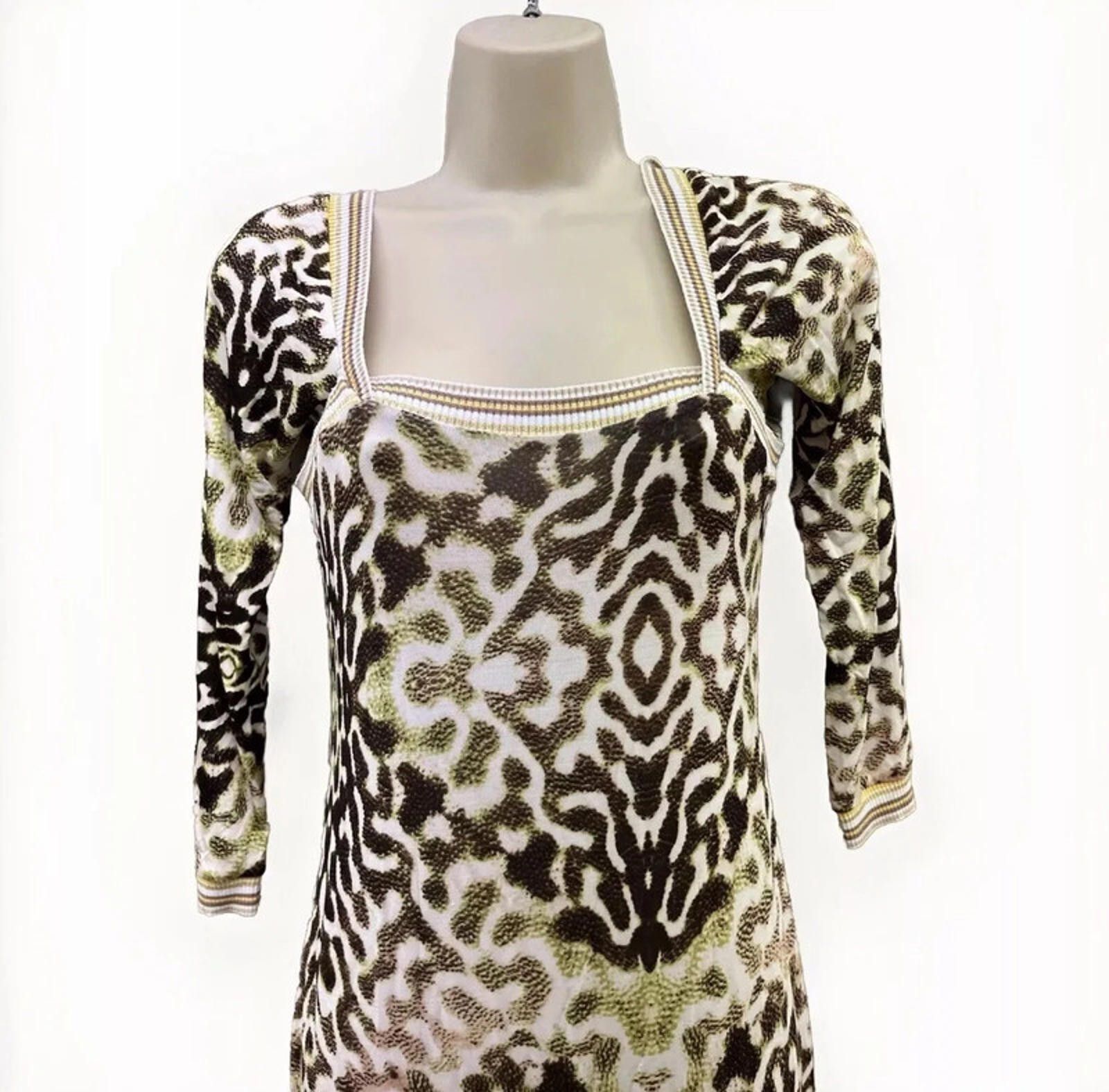 Just Cavalli Just Cavalli Leopard Animal Prin Jersey Flounce Midi Dress S Size S / US 4 / IT 40 - 4 Thumbnail
