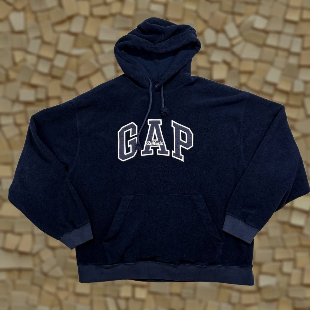 Gap VINTAGE Gap Hoodie Sweatshirt L Men Navy Fleece Heavyweight Y2K 90s Pullover Hooded Size US L / EU 52-54 / 3 - 1 Thumbnail