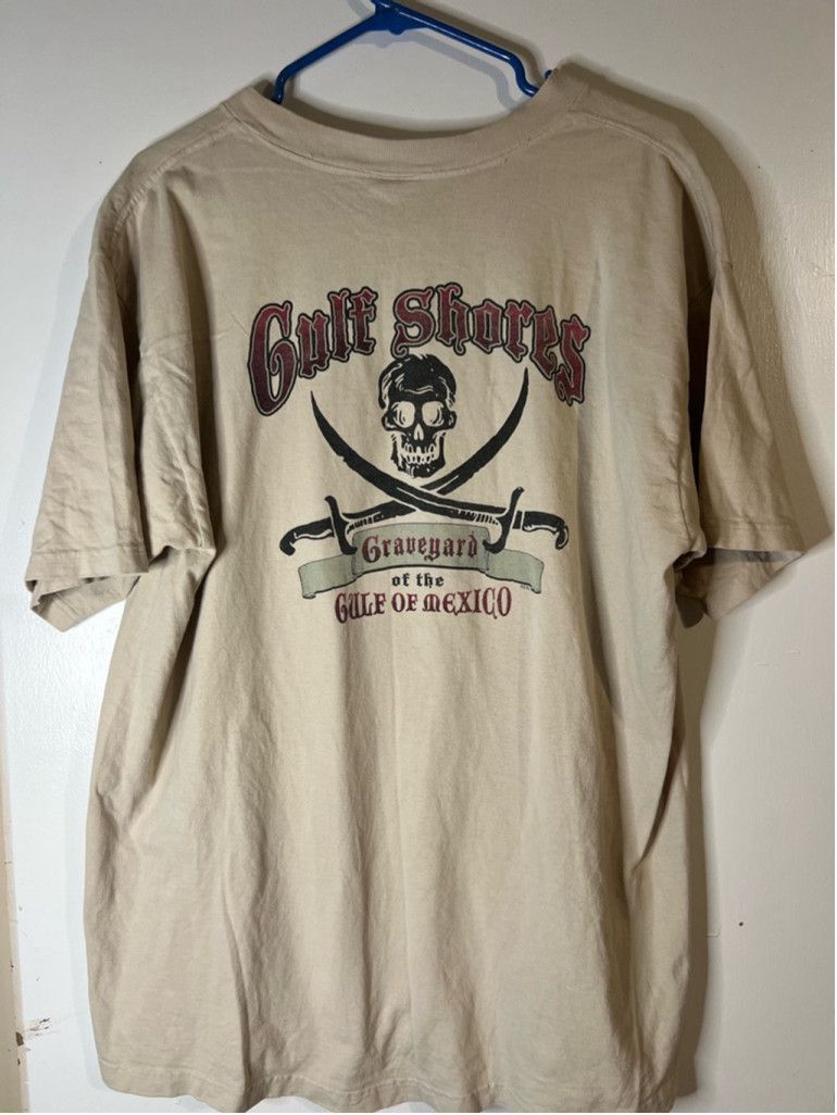 Fruit Of The Loom Men's Gulf Shores Graphic T-Shirt Size L Beige Size US L / EU 52-54 / 3 - 2 Thumbnail
