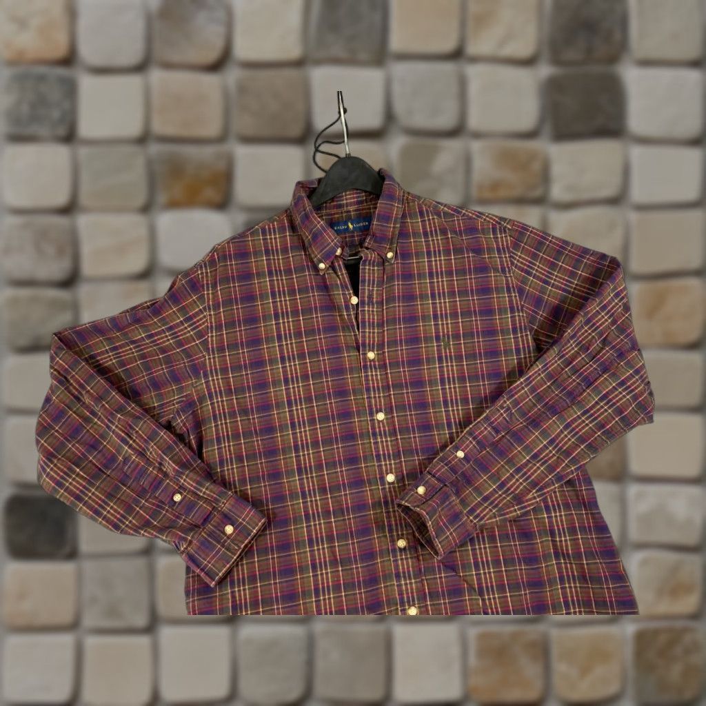 Ralph Lauren Ralph Lauren Button Down Shirt Mens XL Purple Green Plaid Long Sleeve Outdoor Shirt Size US XL / EU 56 / 4 - 1 Thumbnail