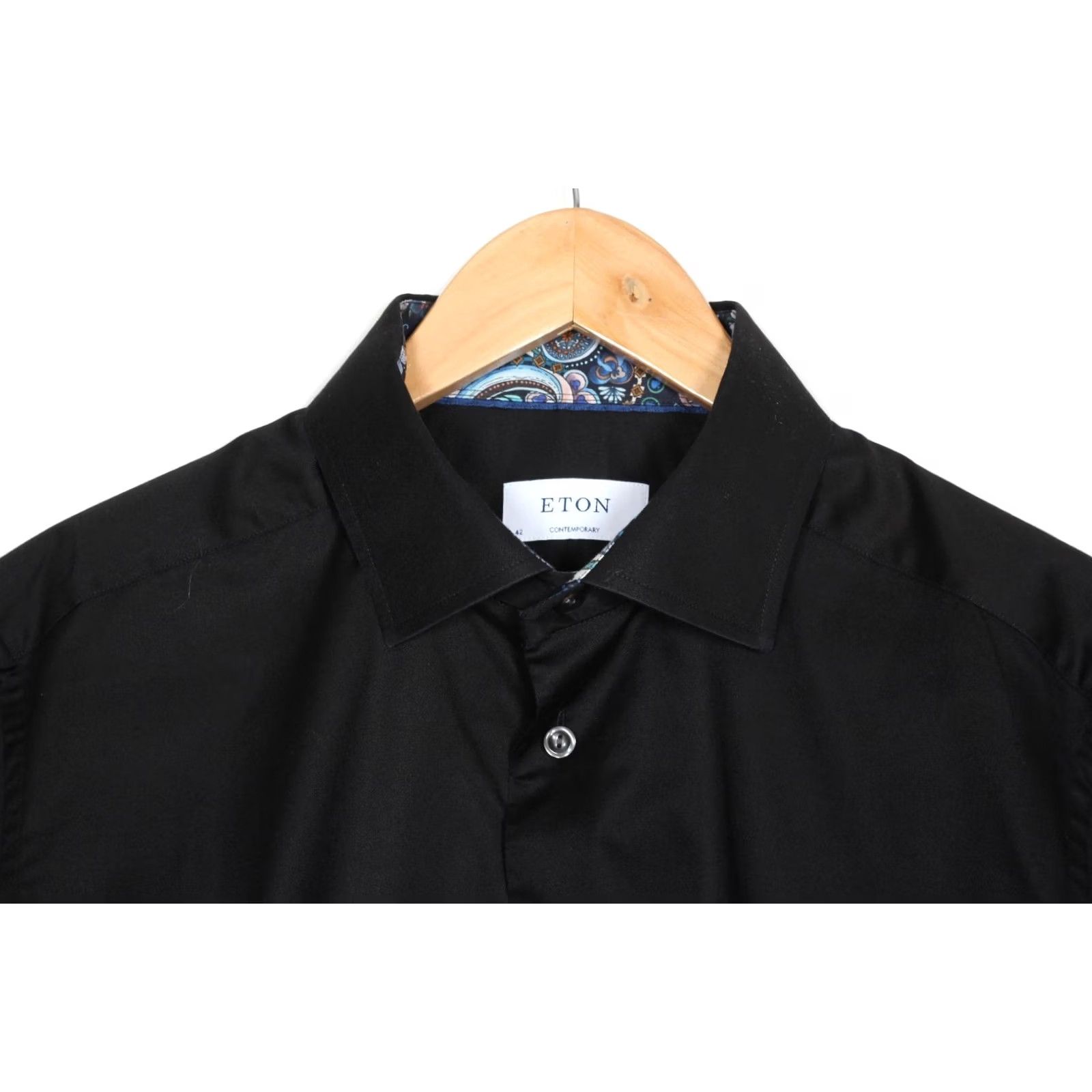 Eton ETON Shirt Men 42 16 ½ Contemporary Fit Long Sleeve Formal Business VR3633 Shirt Mens Black 90s? Size 42R - 4 Thumbnail