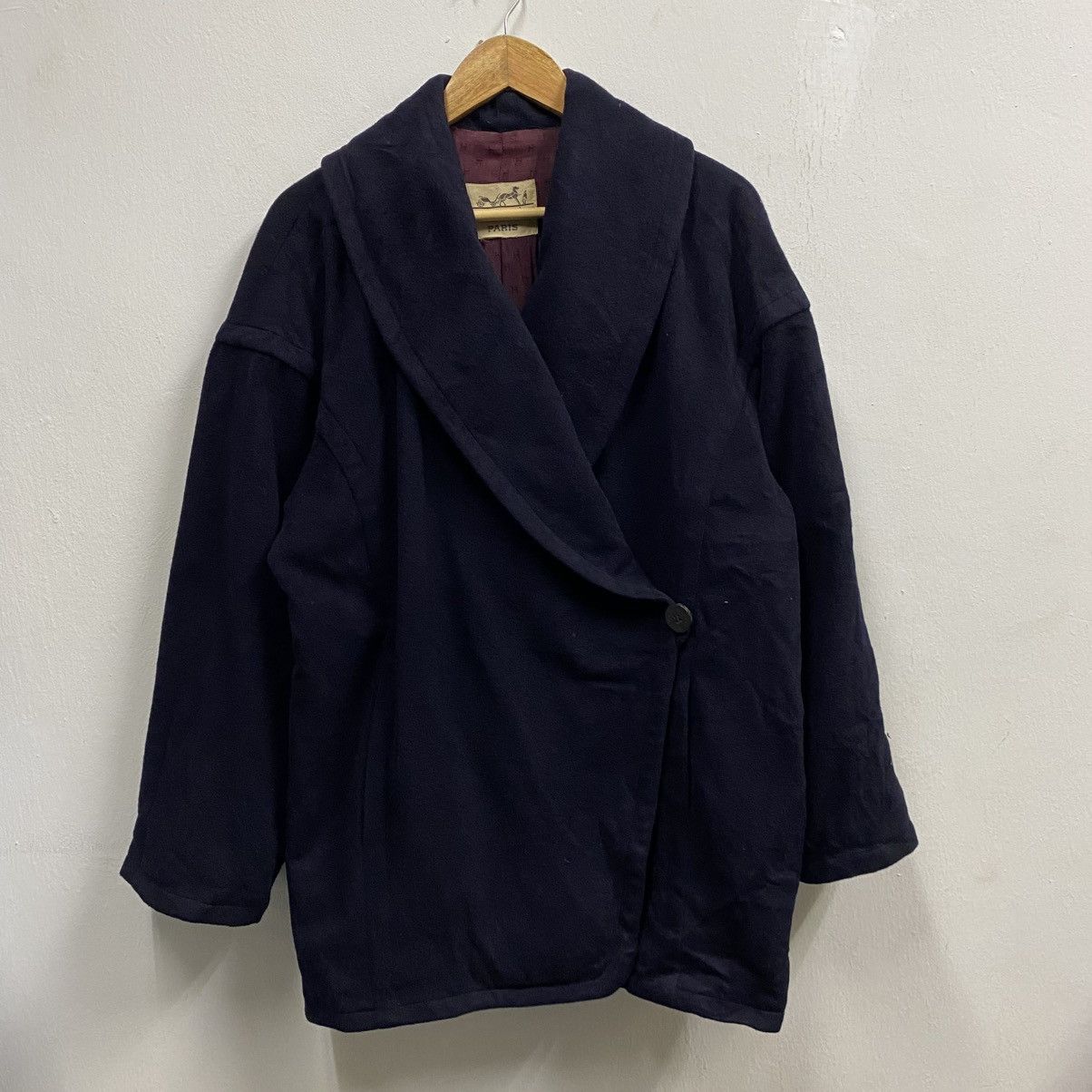 Hermes VINTAGE ARCHIVE‼️Hermes Wool Shawl Collar Coat Size US L / EU 52-54 / 3 - 1 Thumbnail