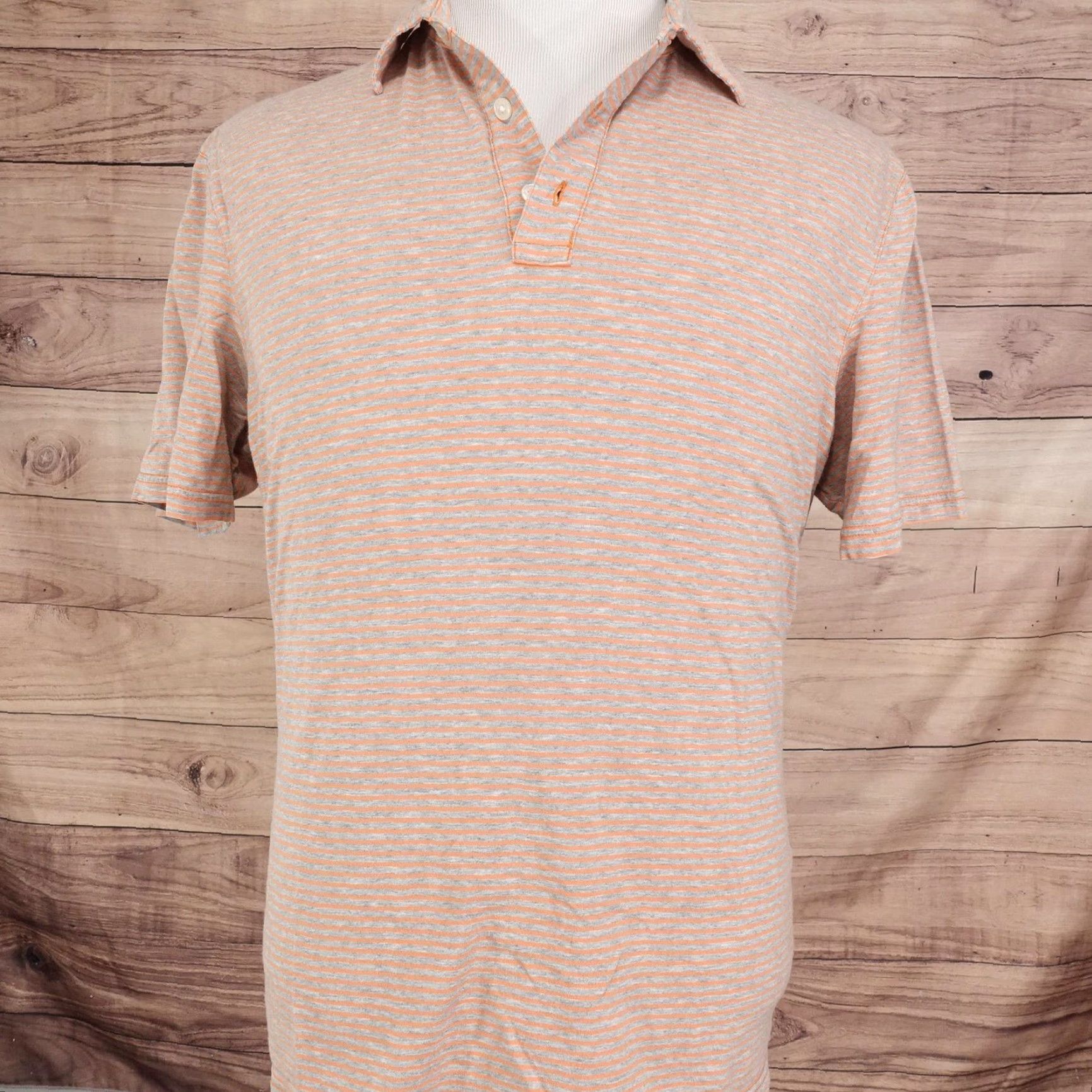 Michael Kors Michael Kors Polo Shirt Mens Large Orange Gray Striped Short Sleeve Cotton Size US L / EU 52-54 / 3 - 3 Thumbnail