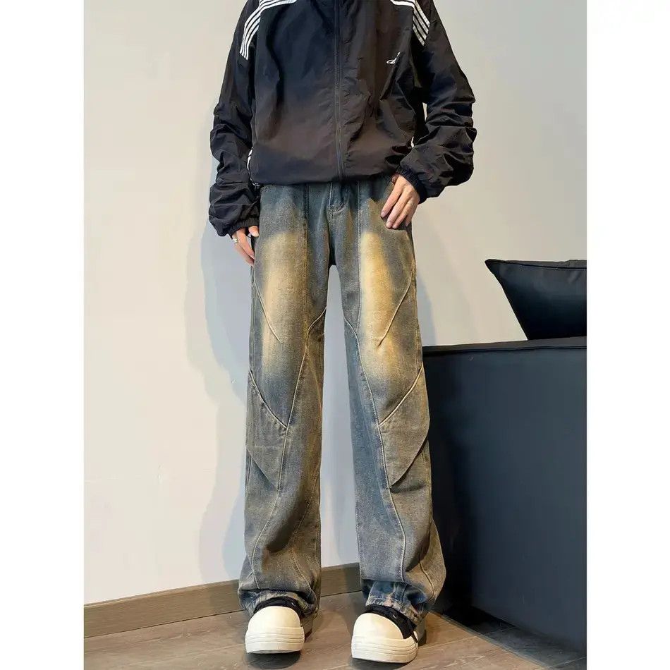 Japanese Brand Retro loose straight leg spliced jeans Size US 32 / EU 48 - 1 Thumbnail