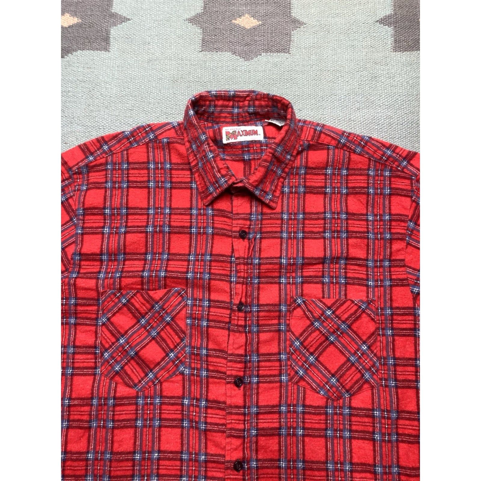 McGregor VINTAGE McGregor Flannel Shirt 80s Plaid Cotton Button-Up XL Tall Red Mens Size US XL / EU 56 / 4 - 3 Thumbnail