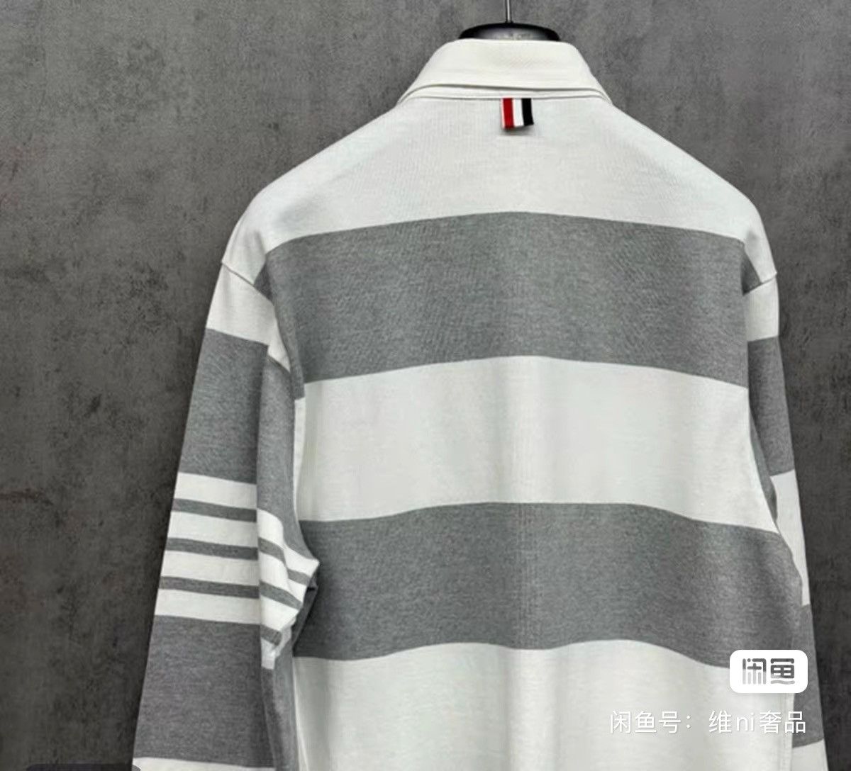 Thom Browne thom browne gray white long sleeve polo shirt. Size US XL / EU 56 / 4 - 2 Thumbnail